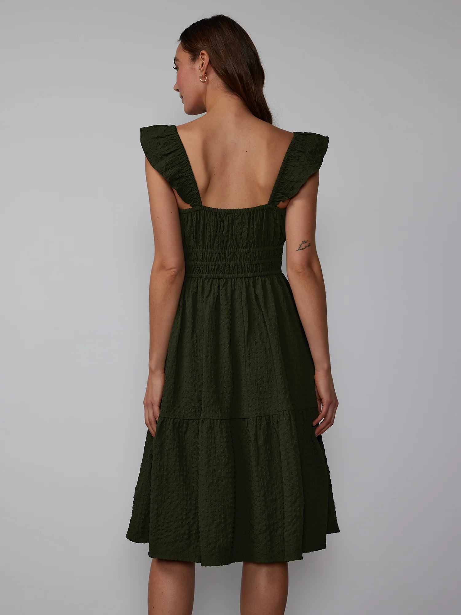 Sleeveless Ruffle Texture Midi Dress - Image 3
