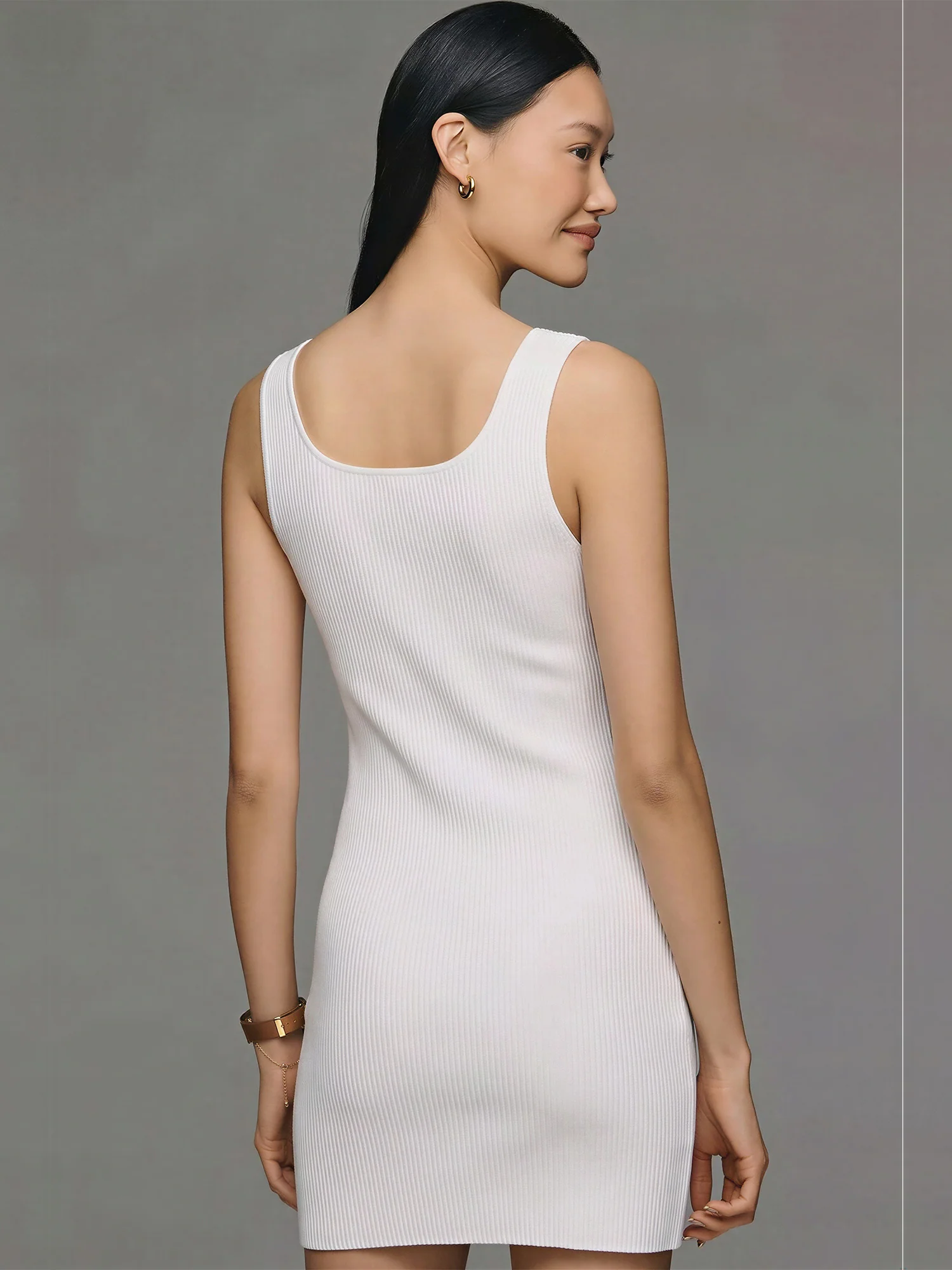 Sleeveless sculpt Rib Knit Bodycon Mini Dress - Image 11