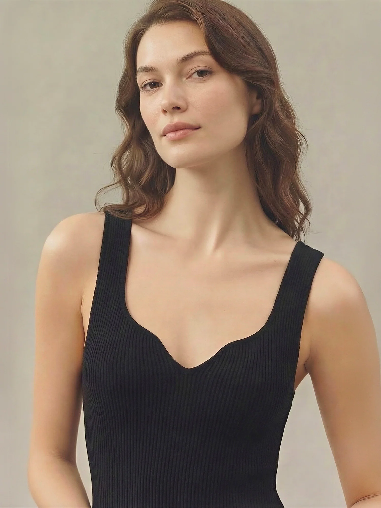 Sleeveless sculpt Rib Knit Bodycon Mini Dress - Image 3