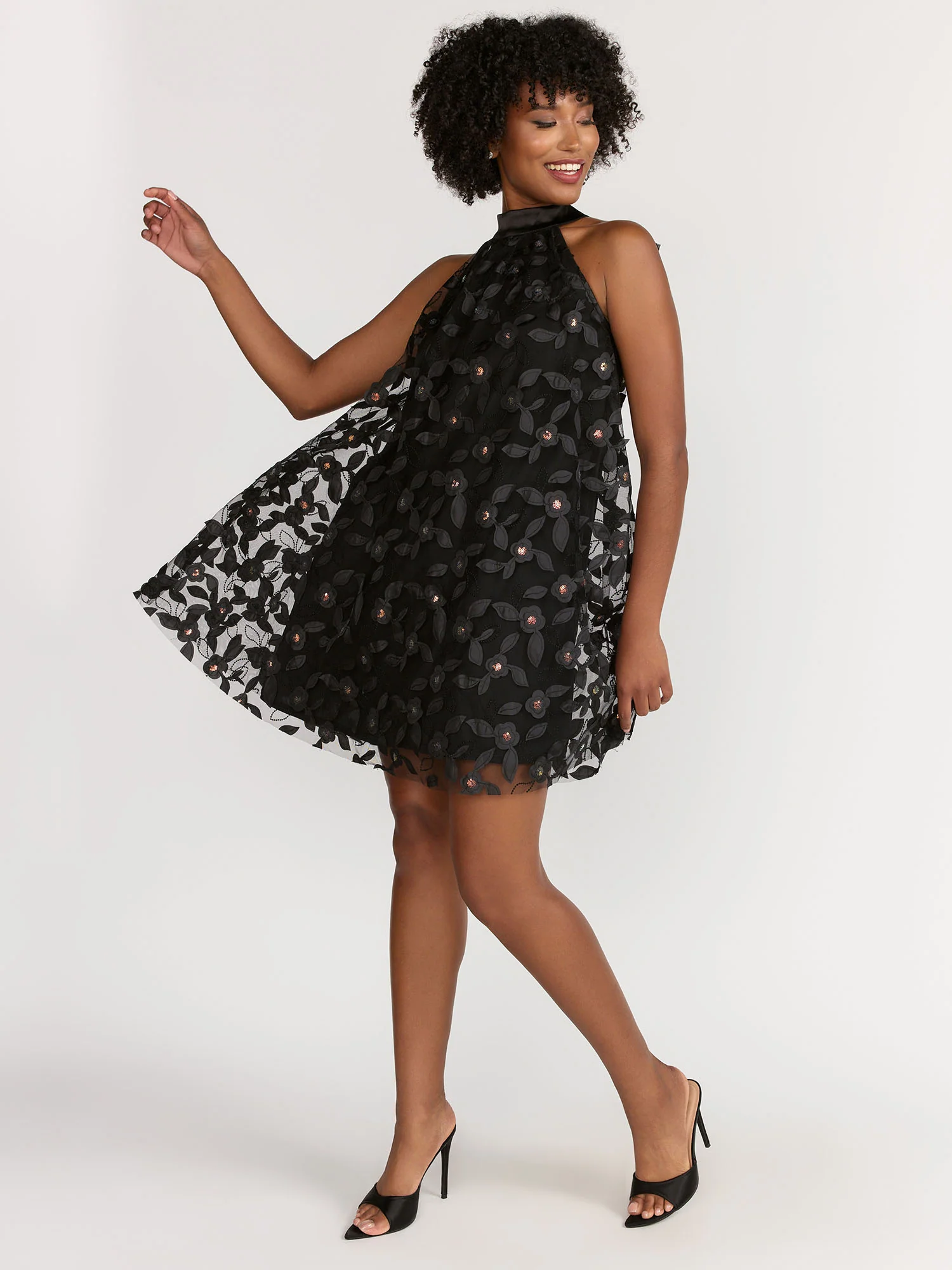 Lena Sequin Floral Applique Dress - Brands We Love - Image 2
