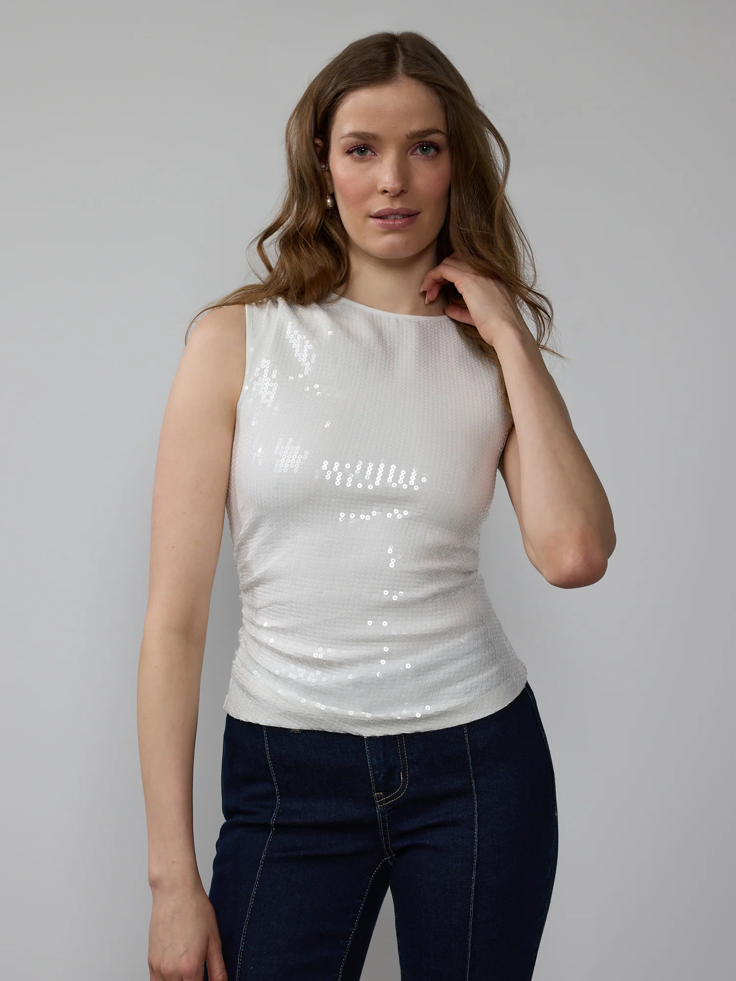 Sequin Ruched Tank Top - Image 11