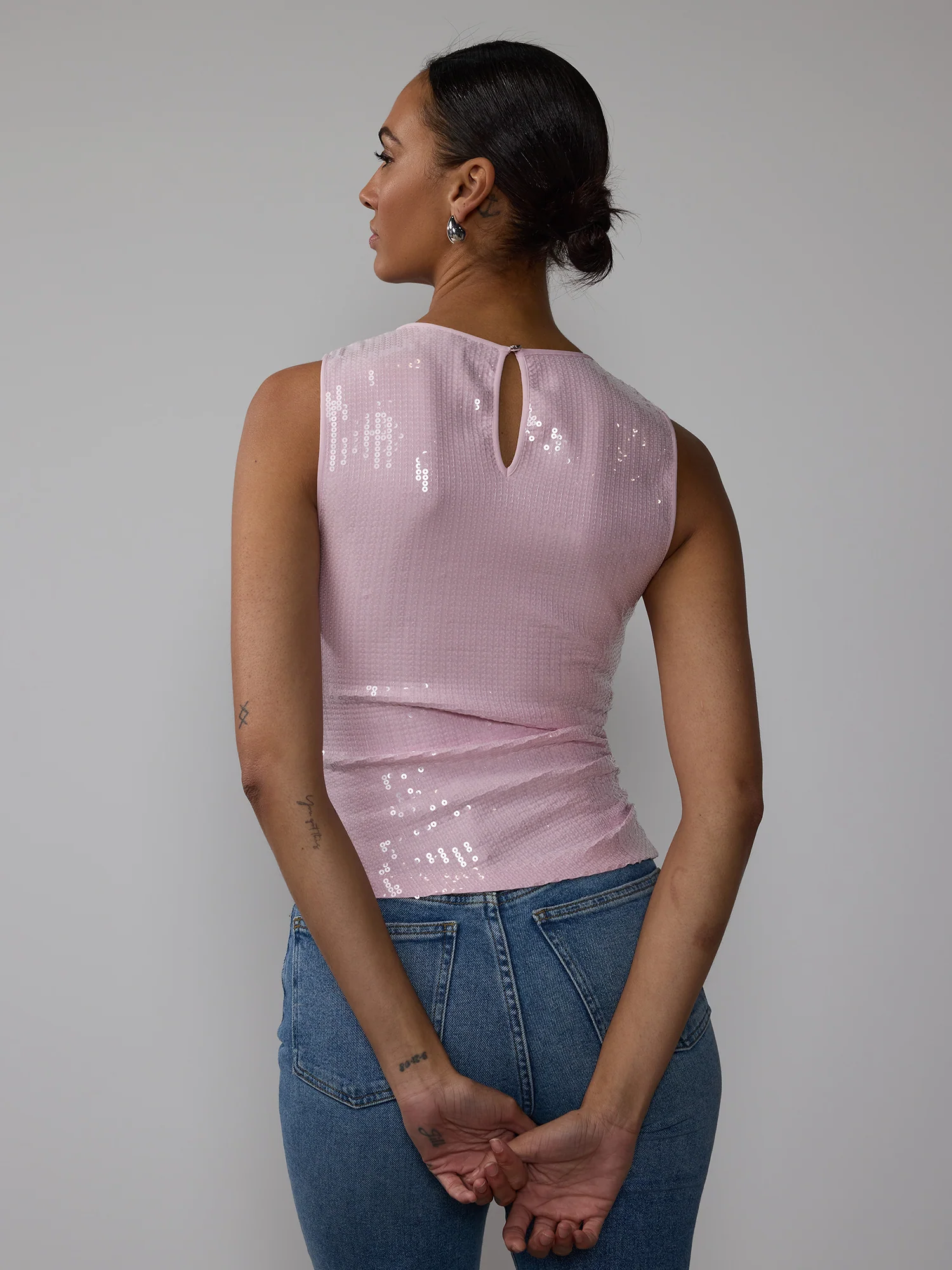 Sequin Ruched Tank Top - Image 3