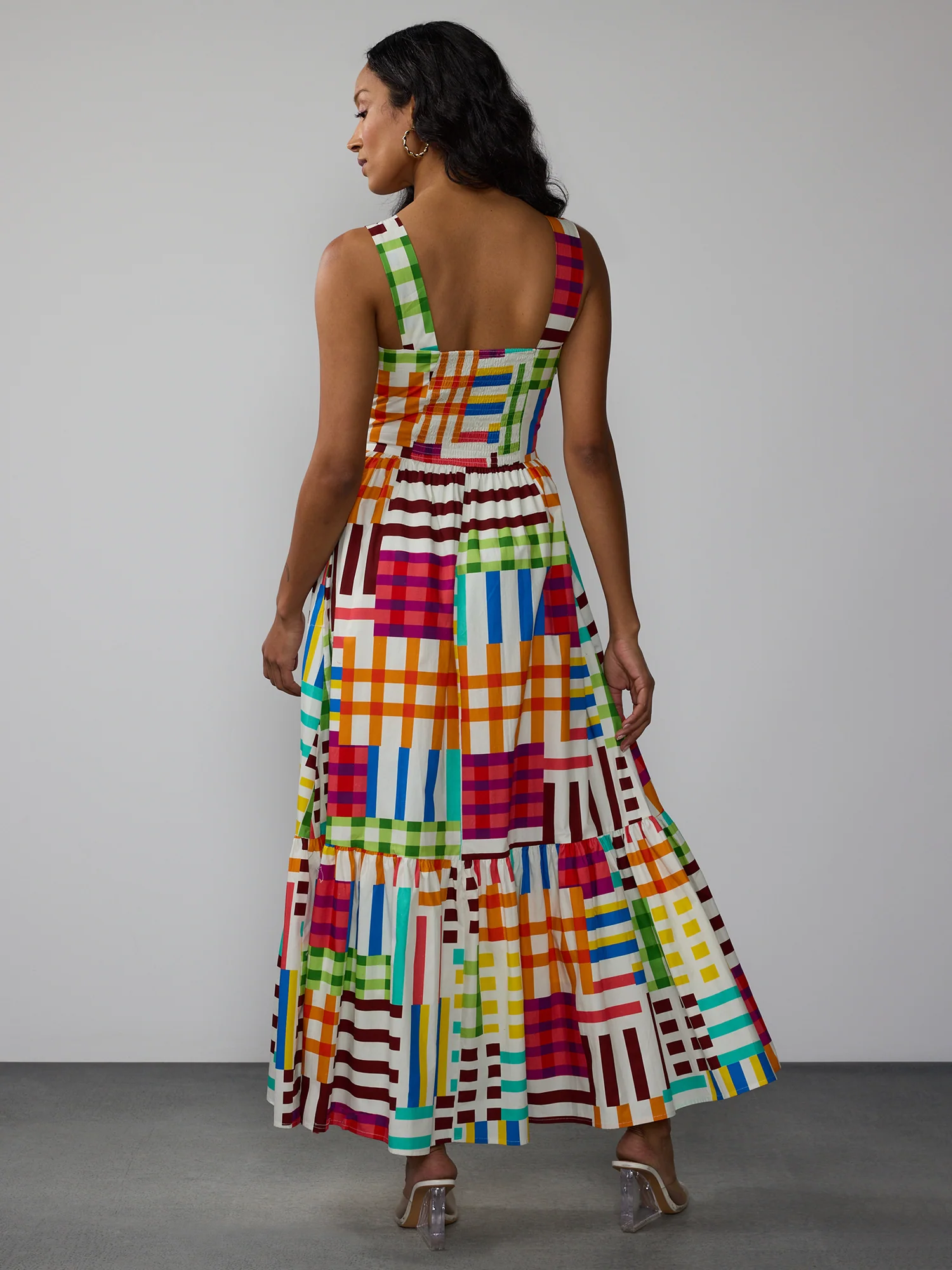 Sleeveless Patchwork Tiered Maxi Dress - Image 3