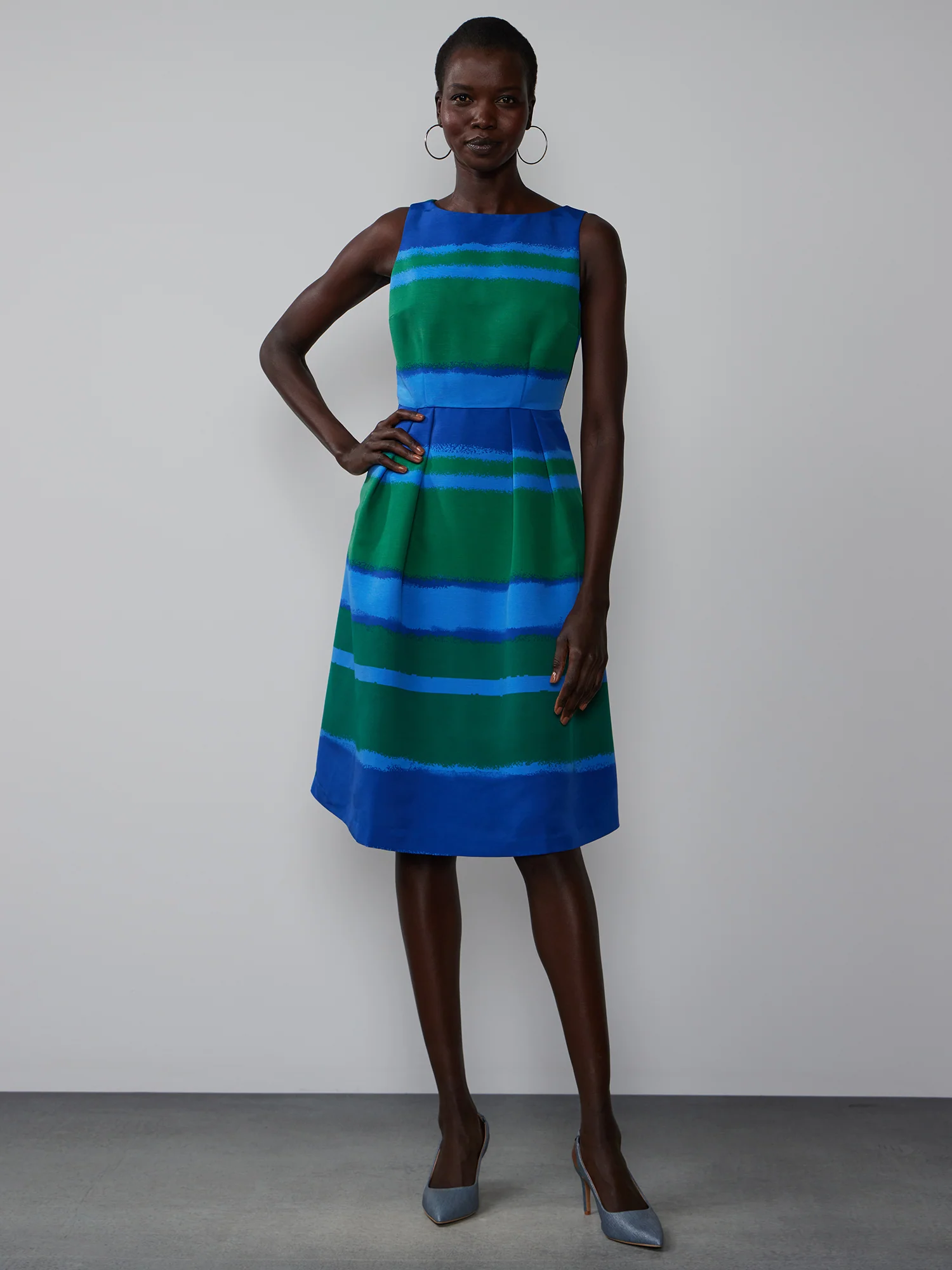 Sleeveless Striped Round Neck Dress