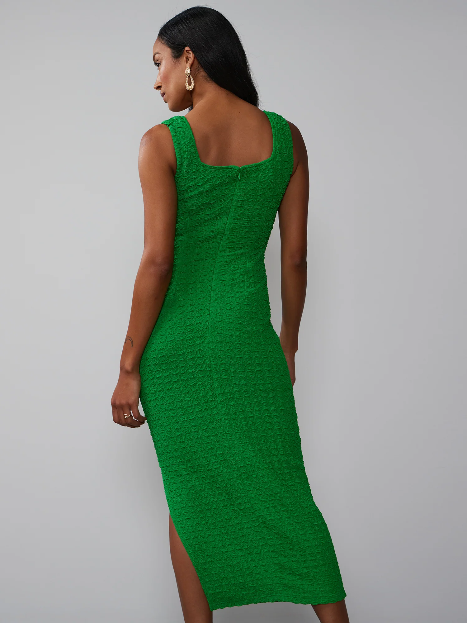 Sleeveless Textured Knit Midi Dress - Image 3