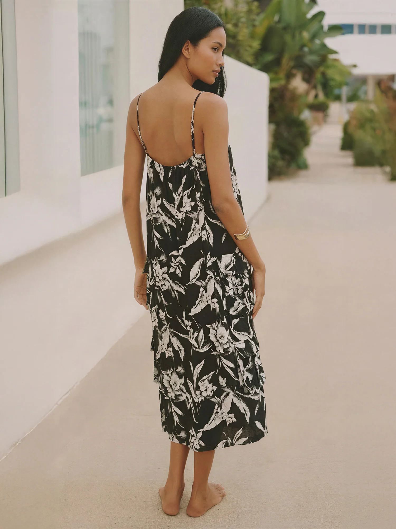 Sleeveles Tropical Floral Midi Dress - Image 3