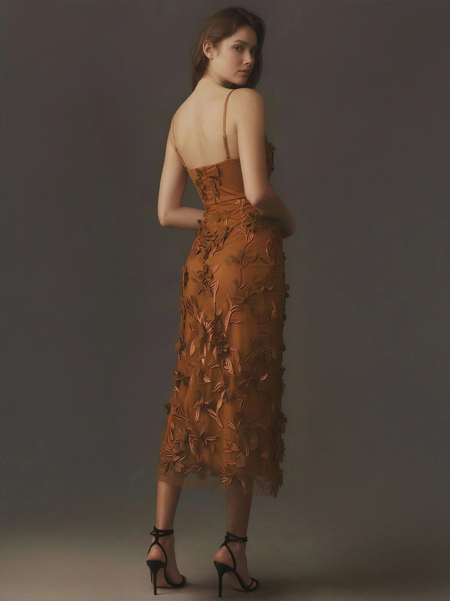 3D Floral Column Midi Dress - Image 4