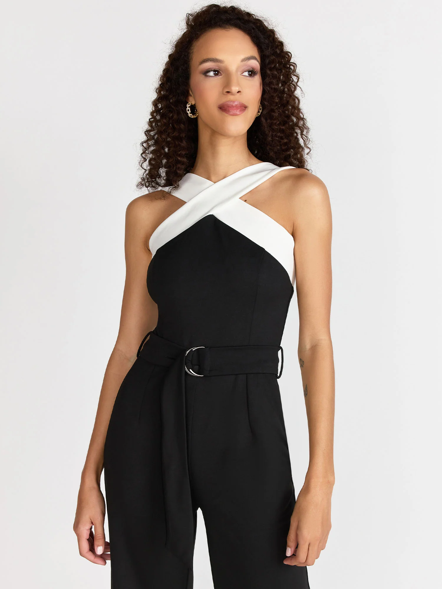 Sleeveless Belted Criss Cross Jumpsuit - Image 3