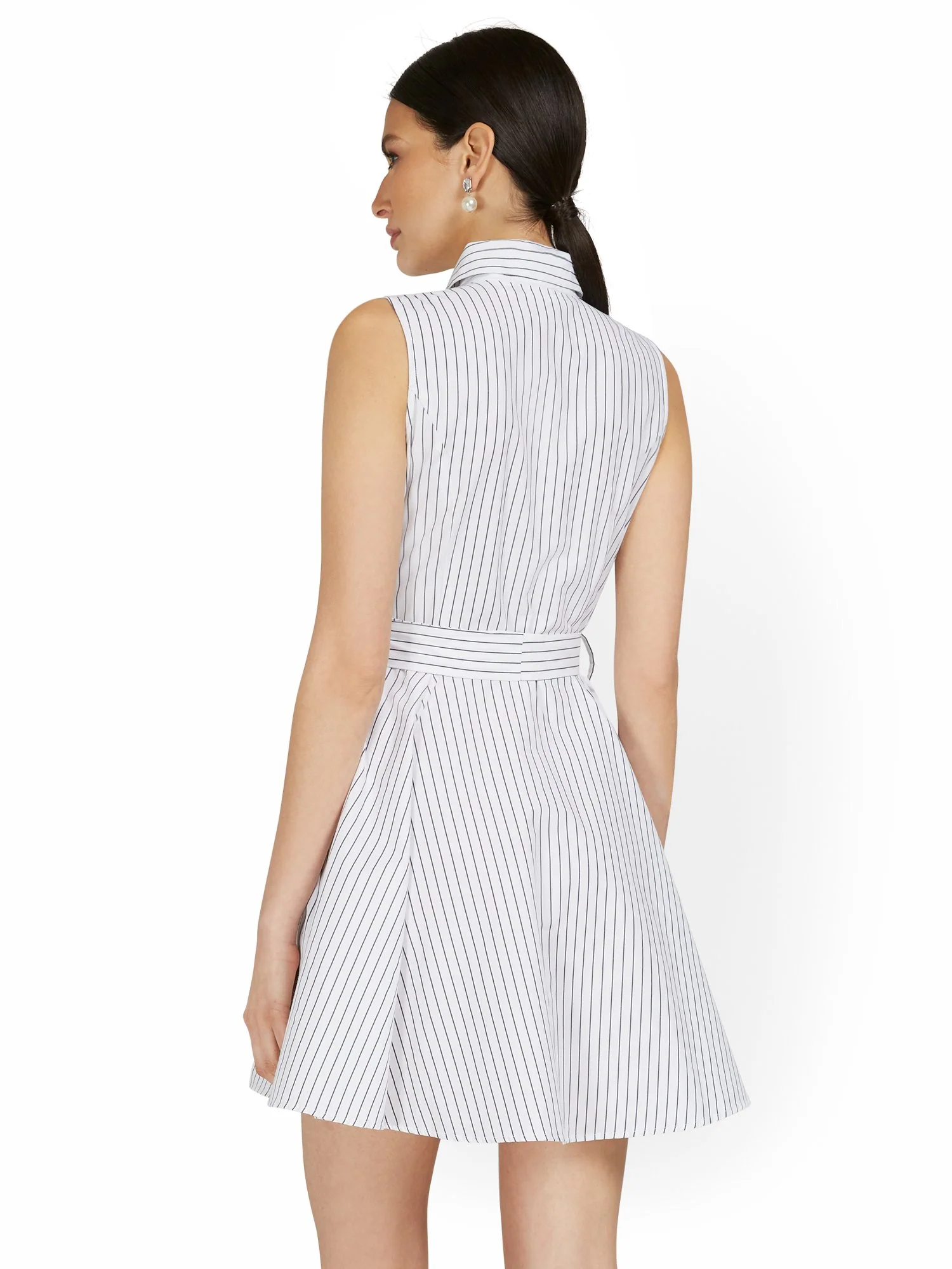 Sleeveless Bow-Front Stripe Shirtdress - Image 3