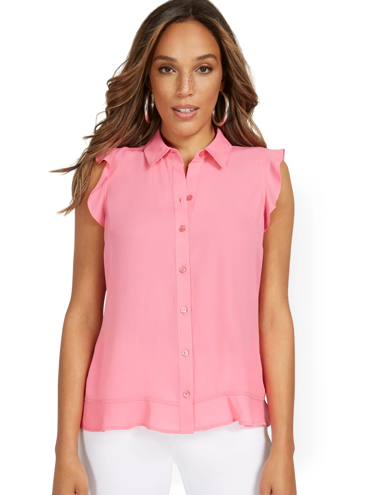Sleeveless Button-Front Flouncy Top - Image 14