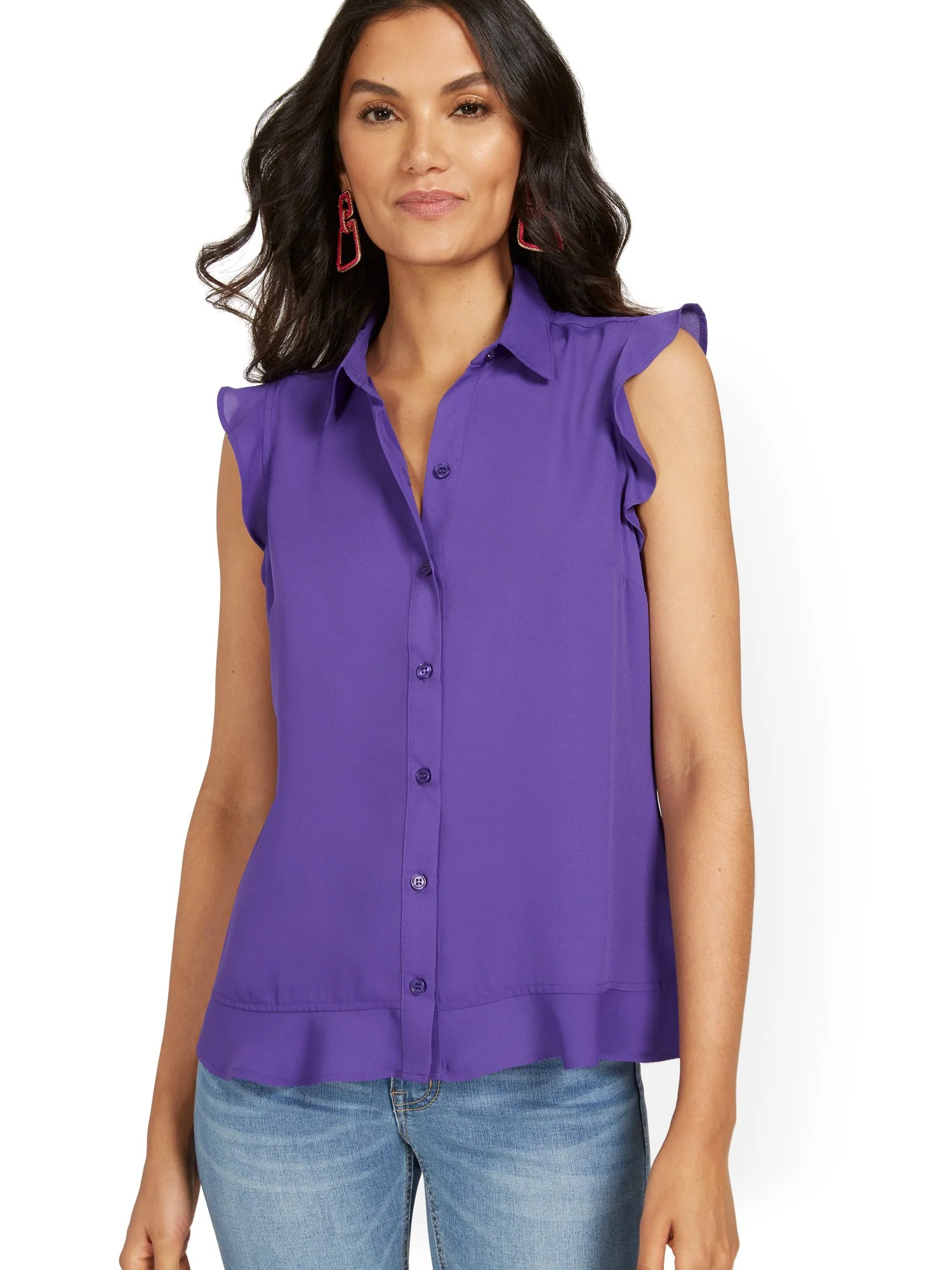 Sleeveless Button-Front Flouncy Top - Image 25