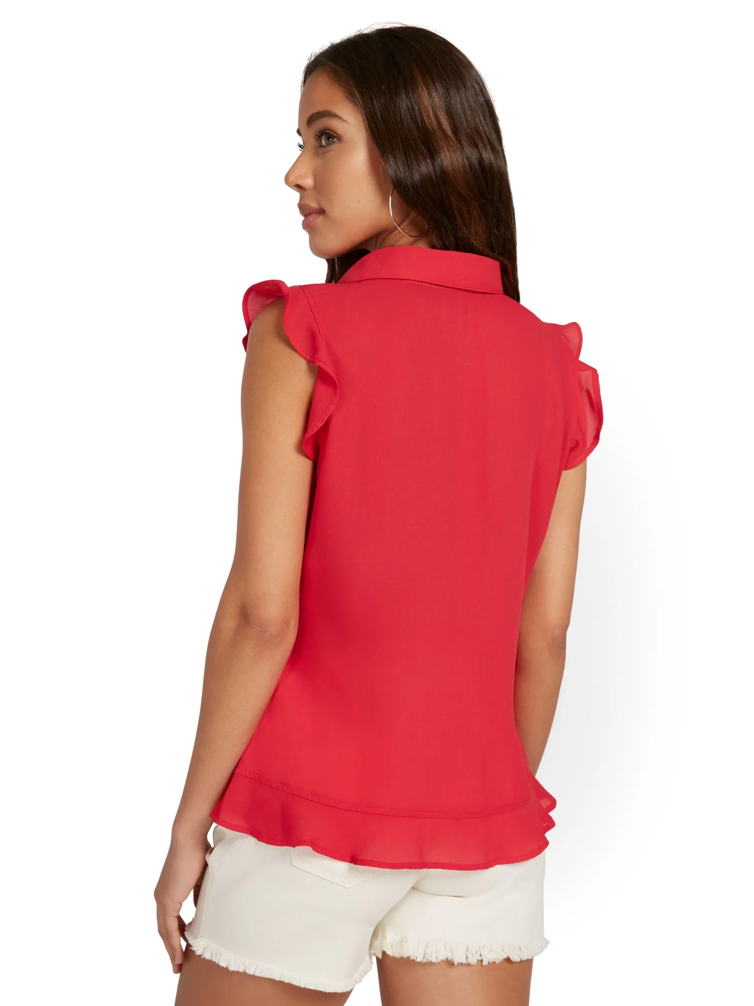 Sleeveless Button-Front Flouncy Top - Image 9