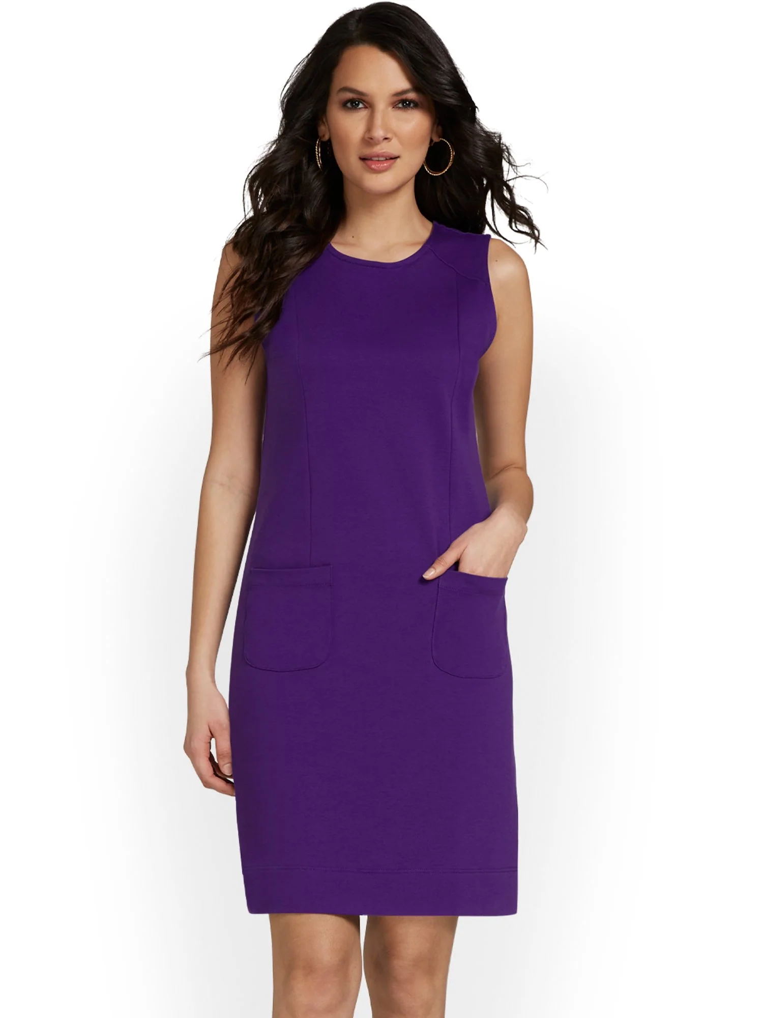 Sleeveless Double-Pocket Shift Dress - City Knits - Image 18