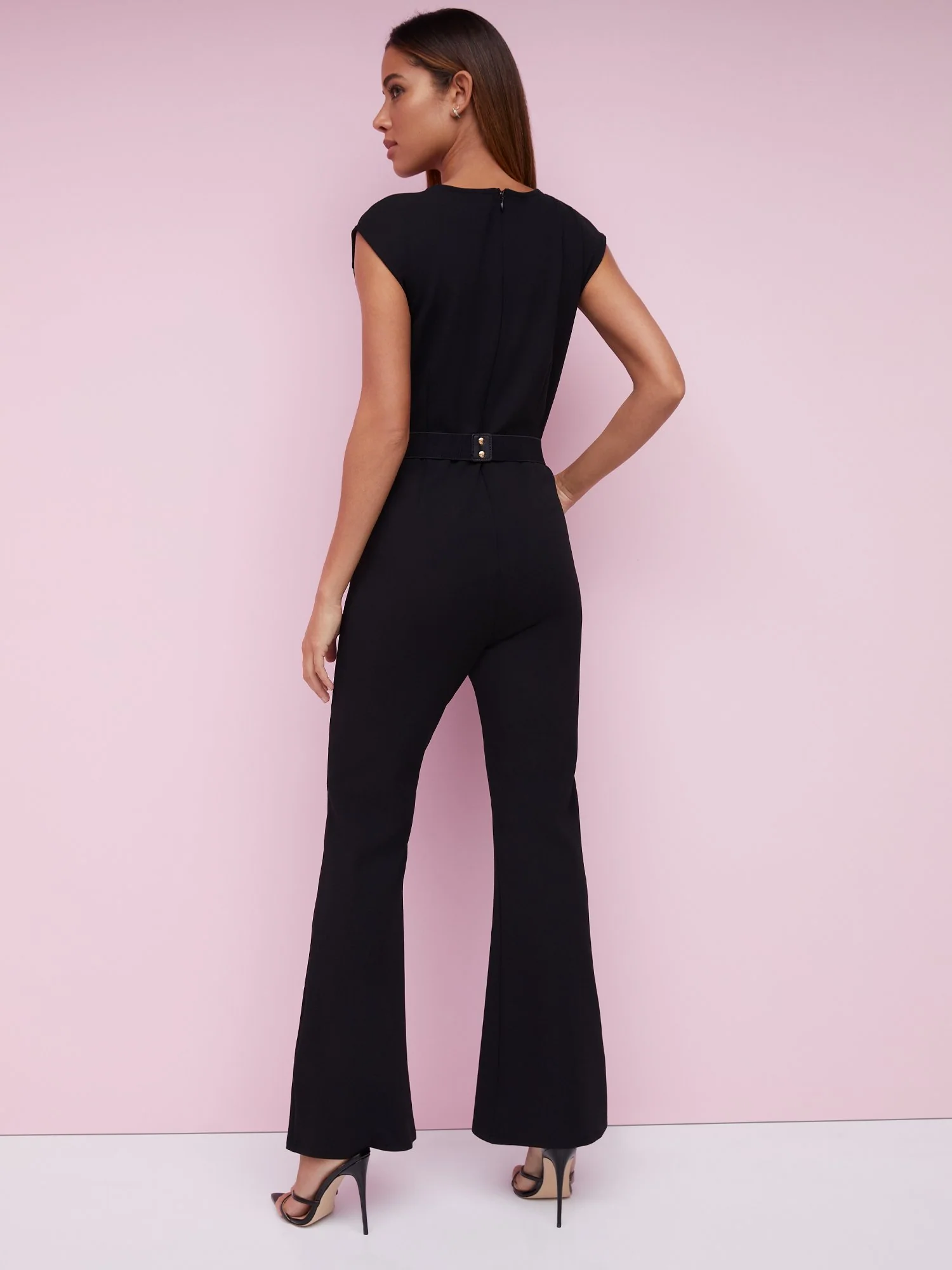 Sleeveless Front-Slit Flare Jumpsuit - Magic Crepe® - Image 3