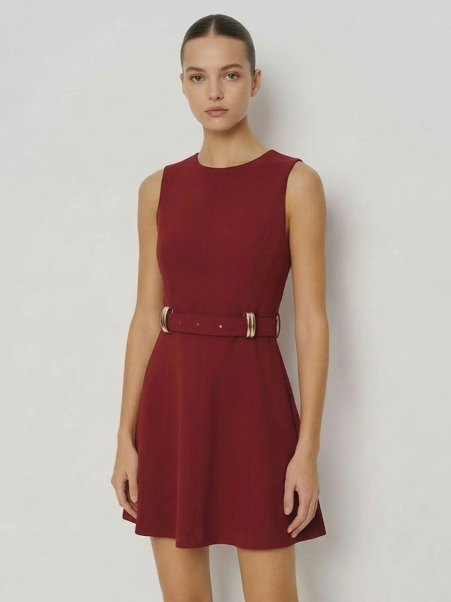 Gold Buckle Waist Mini Dress - Image 10