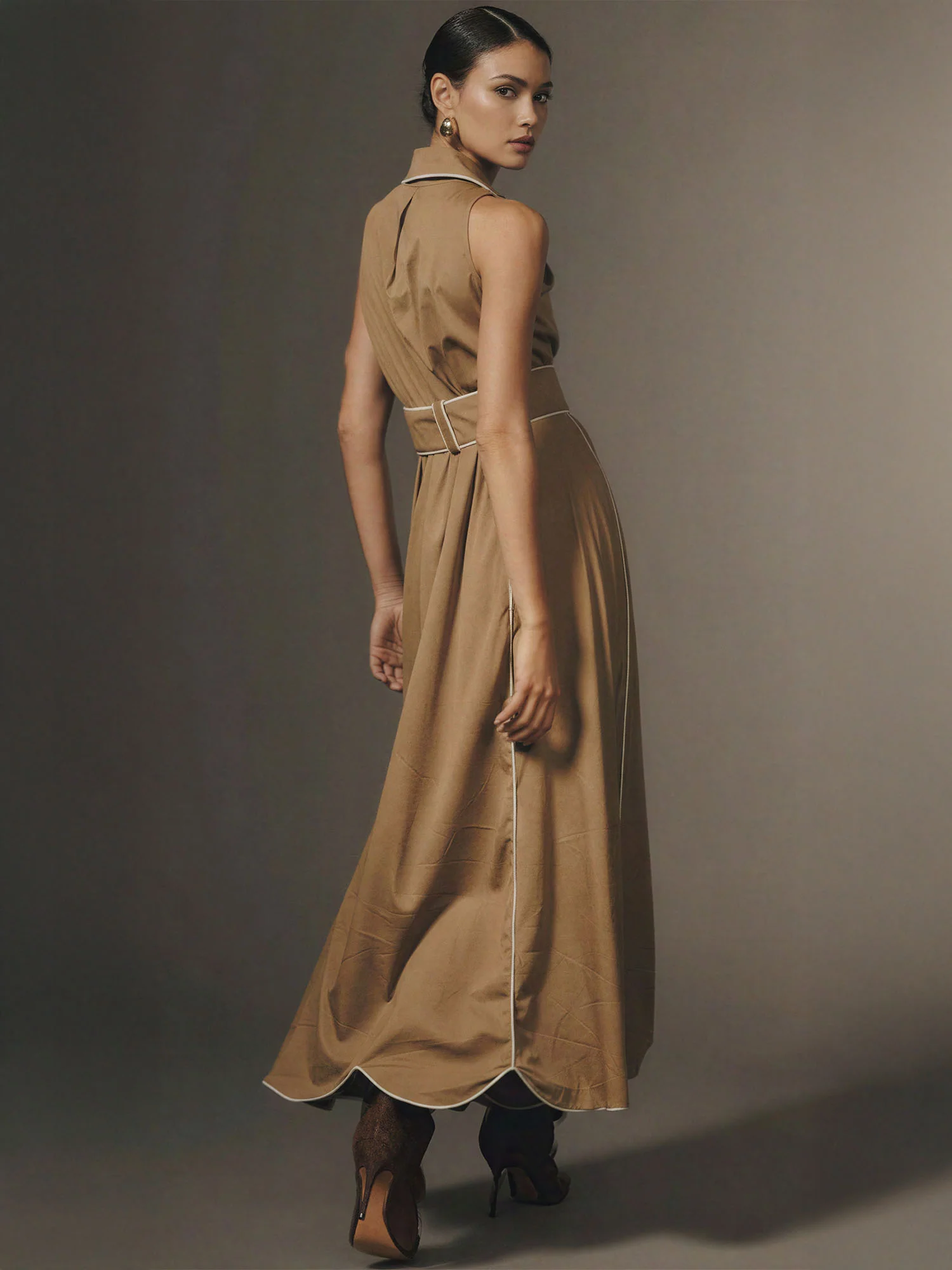 Sleeveless Half Button Down Maxi Dress - Image 3