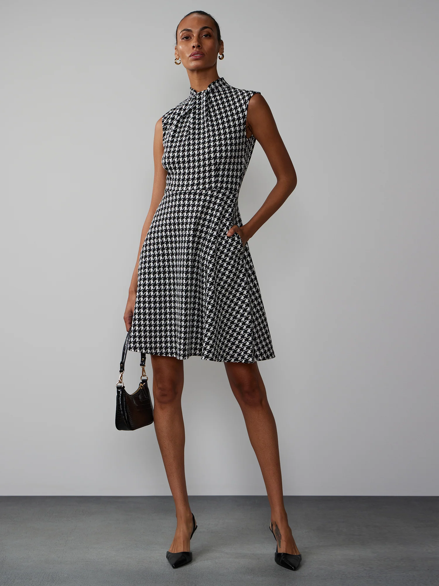 Sleeveless Houndstooth Mini Dress - Image 5