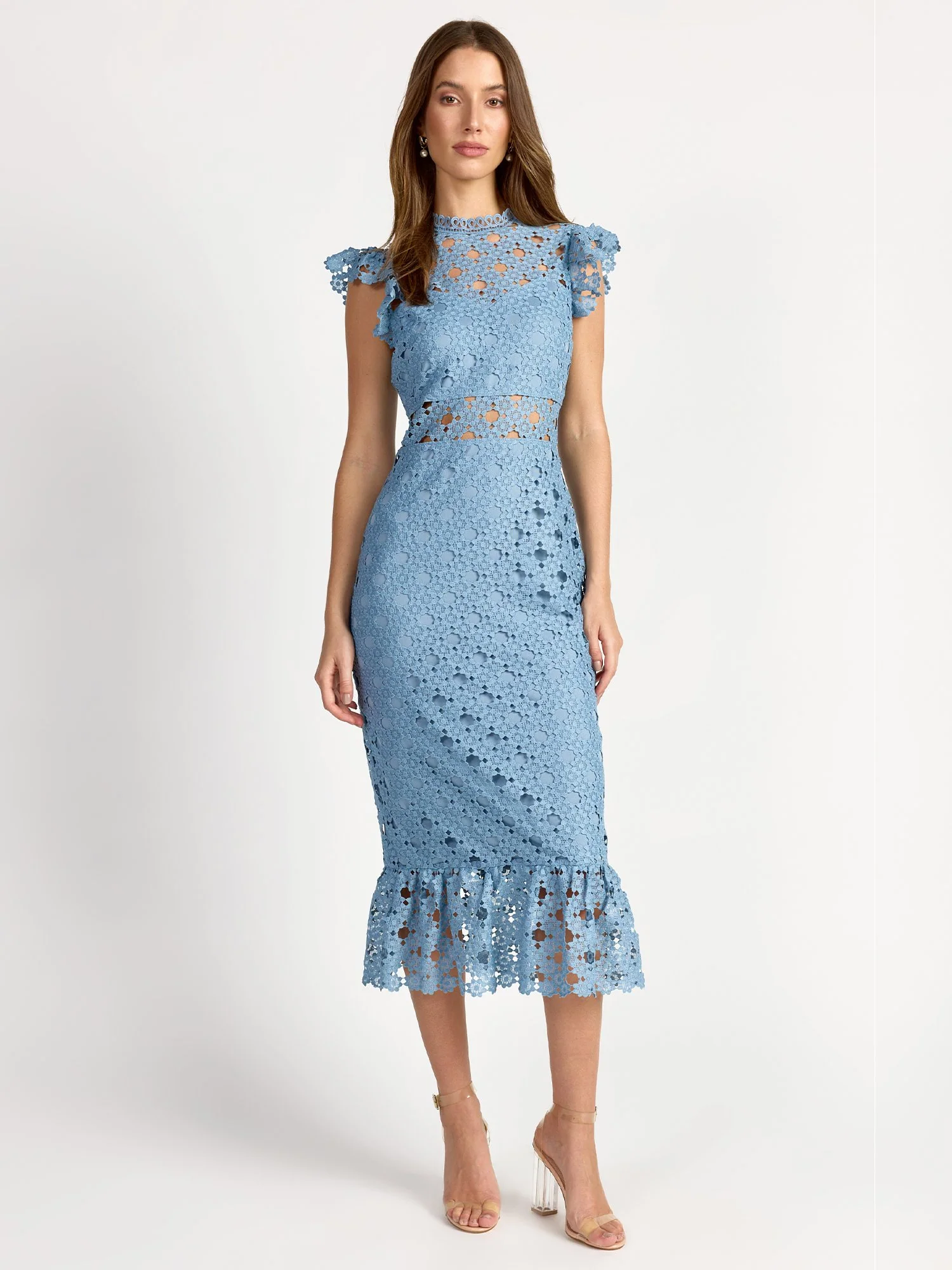 Sleeveless Illusion Crochet Lace Midi Dress - Just Me - Image 11