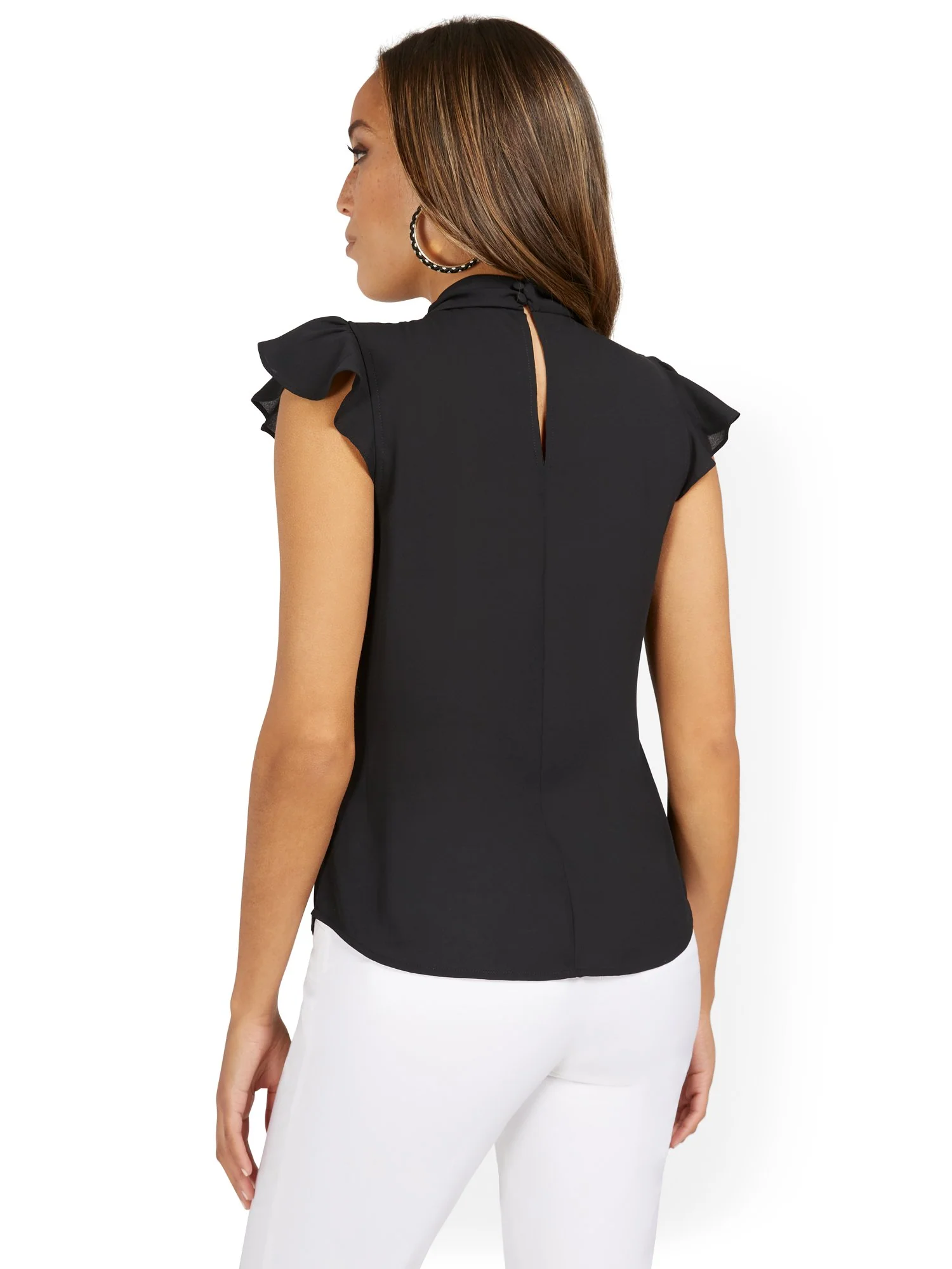 Sleeveless Knot-Neck Ruffle Blouse - Image 3