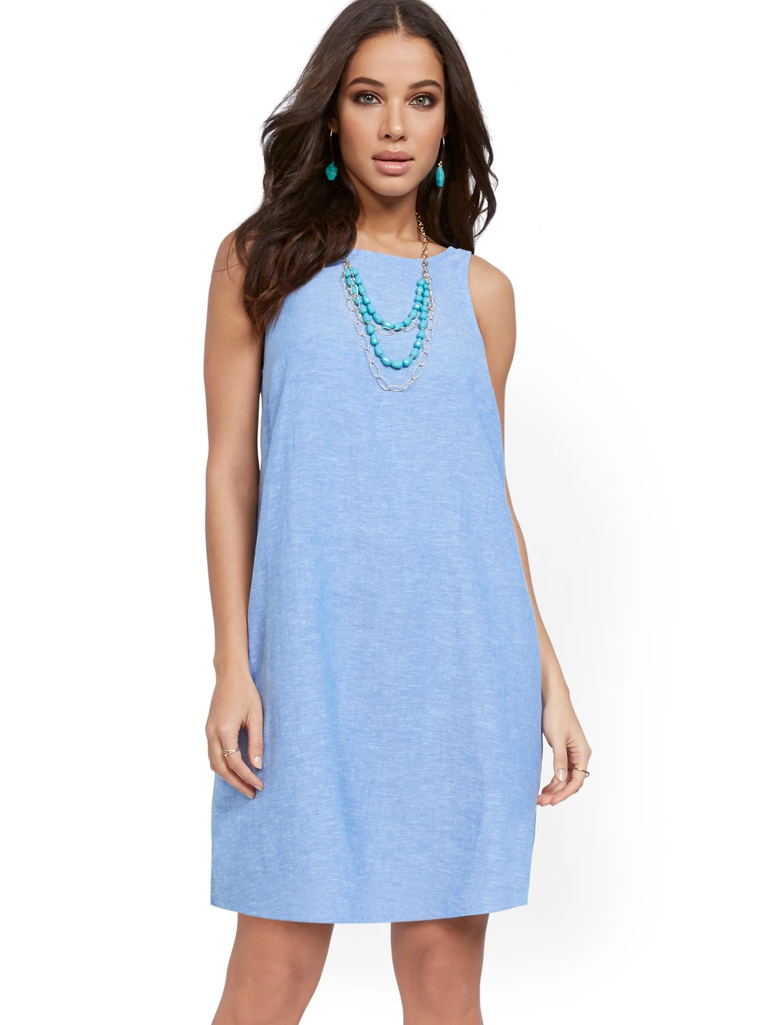 Sleeveless Linen Blend Dress - Image 18