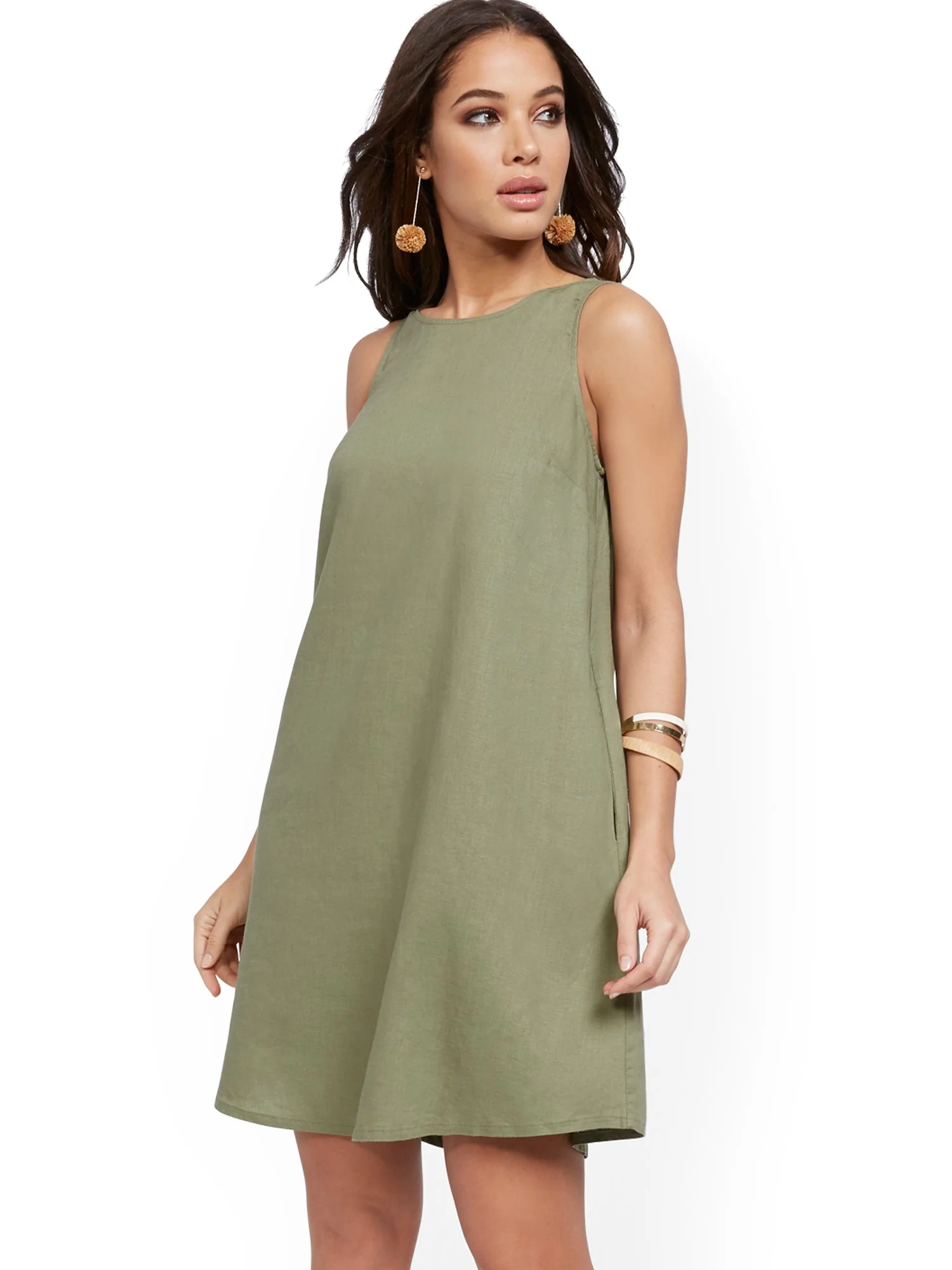 Sleeveless Linen Blend Dress - Image 6