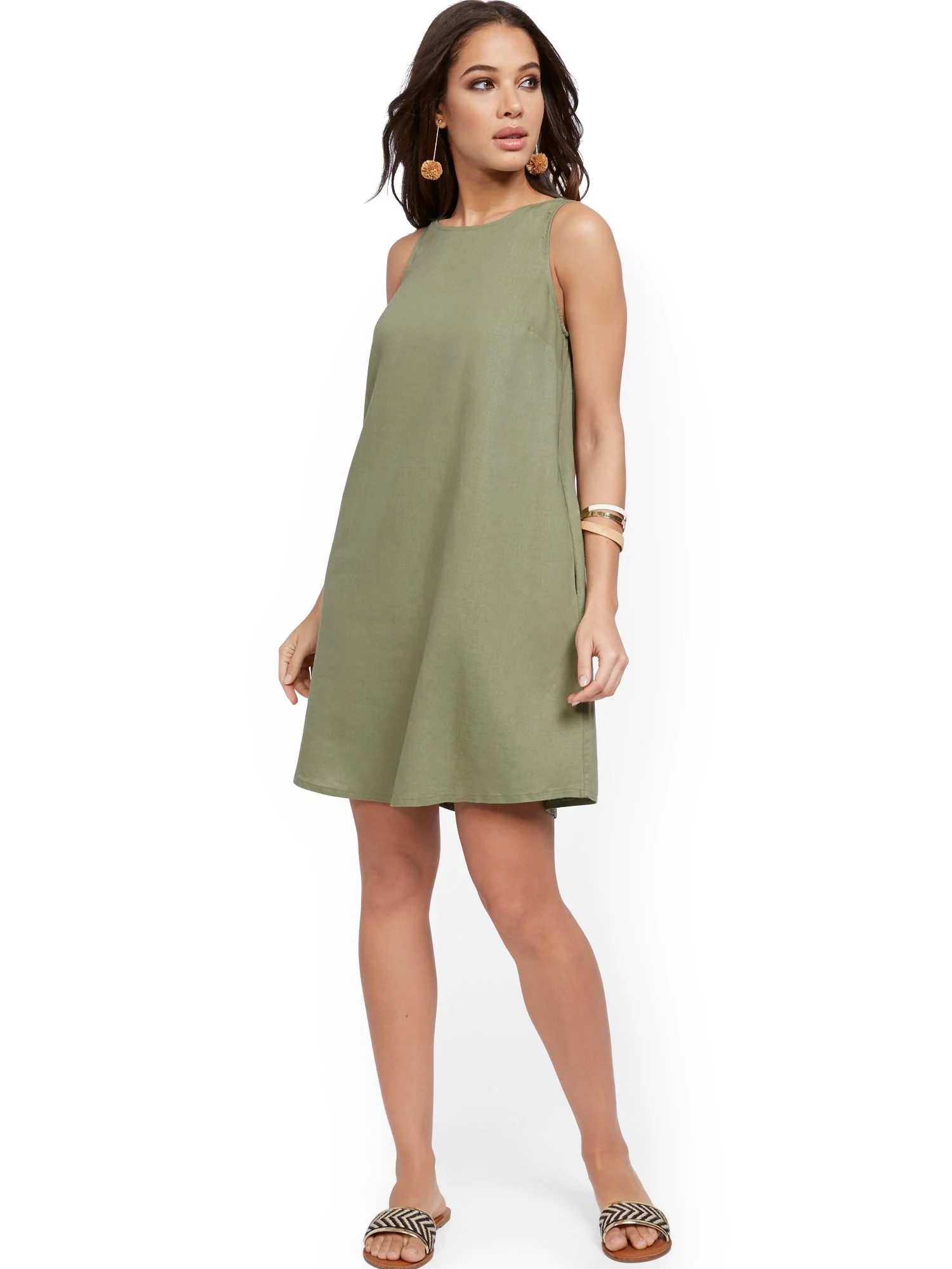Sleeveless Linen Blend Dress - Image 8