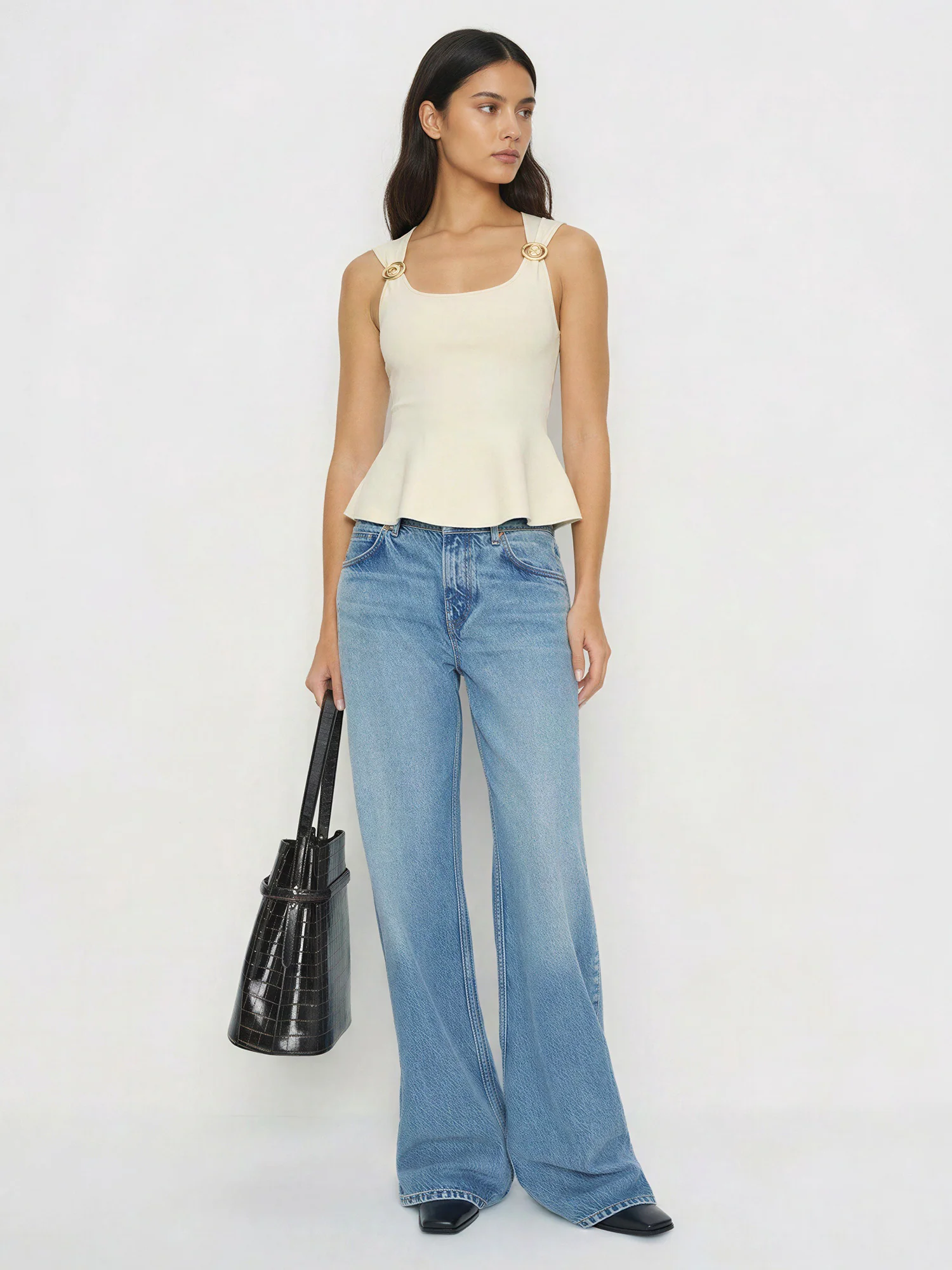 Sleeveless Pendant Knit Peplum Top - Image 12