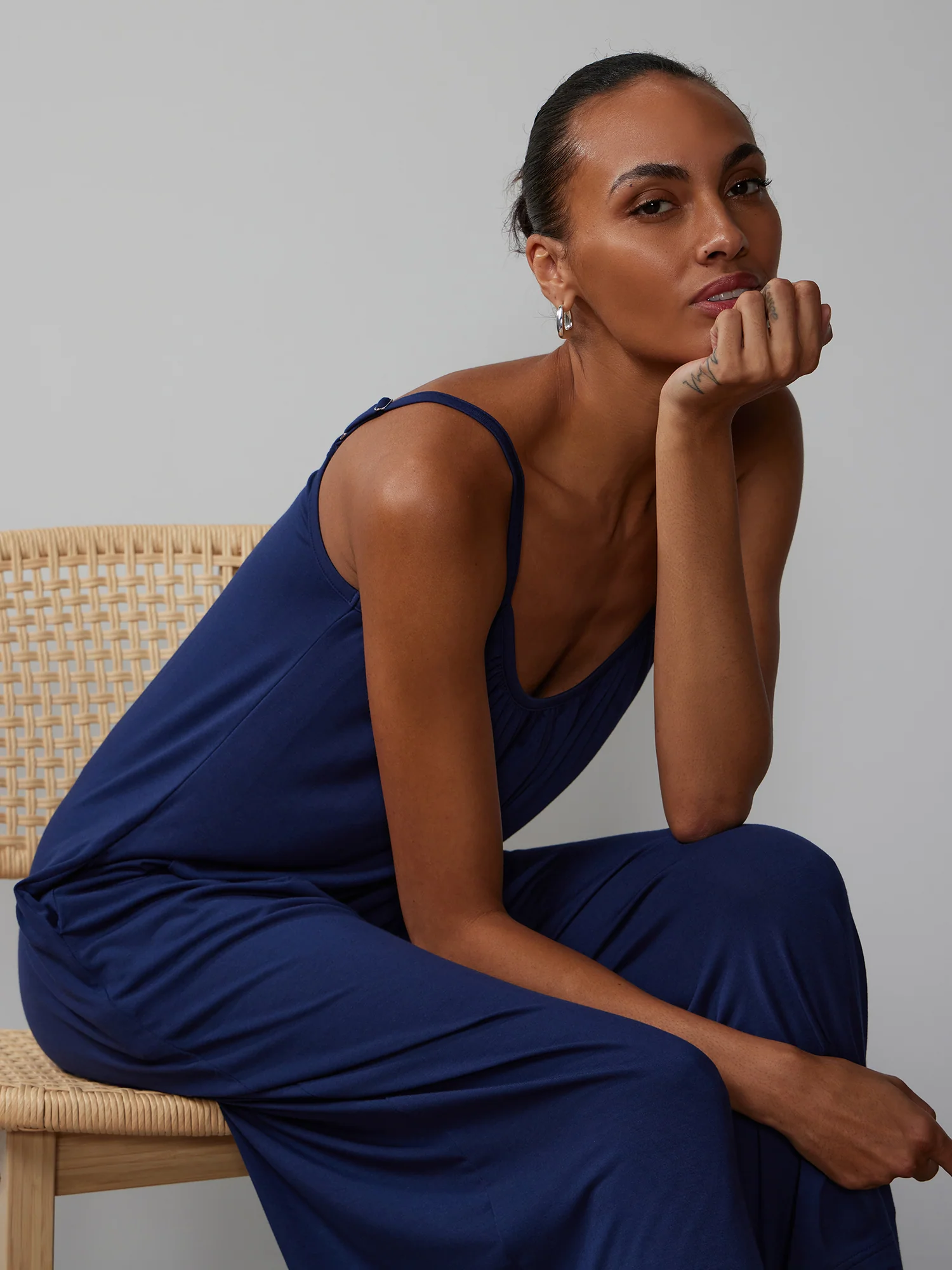 Scoop Neck Wide Leg Lounge Jumpsuit - Image 9