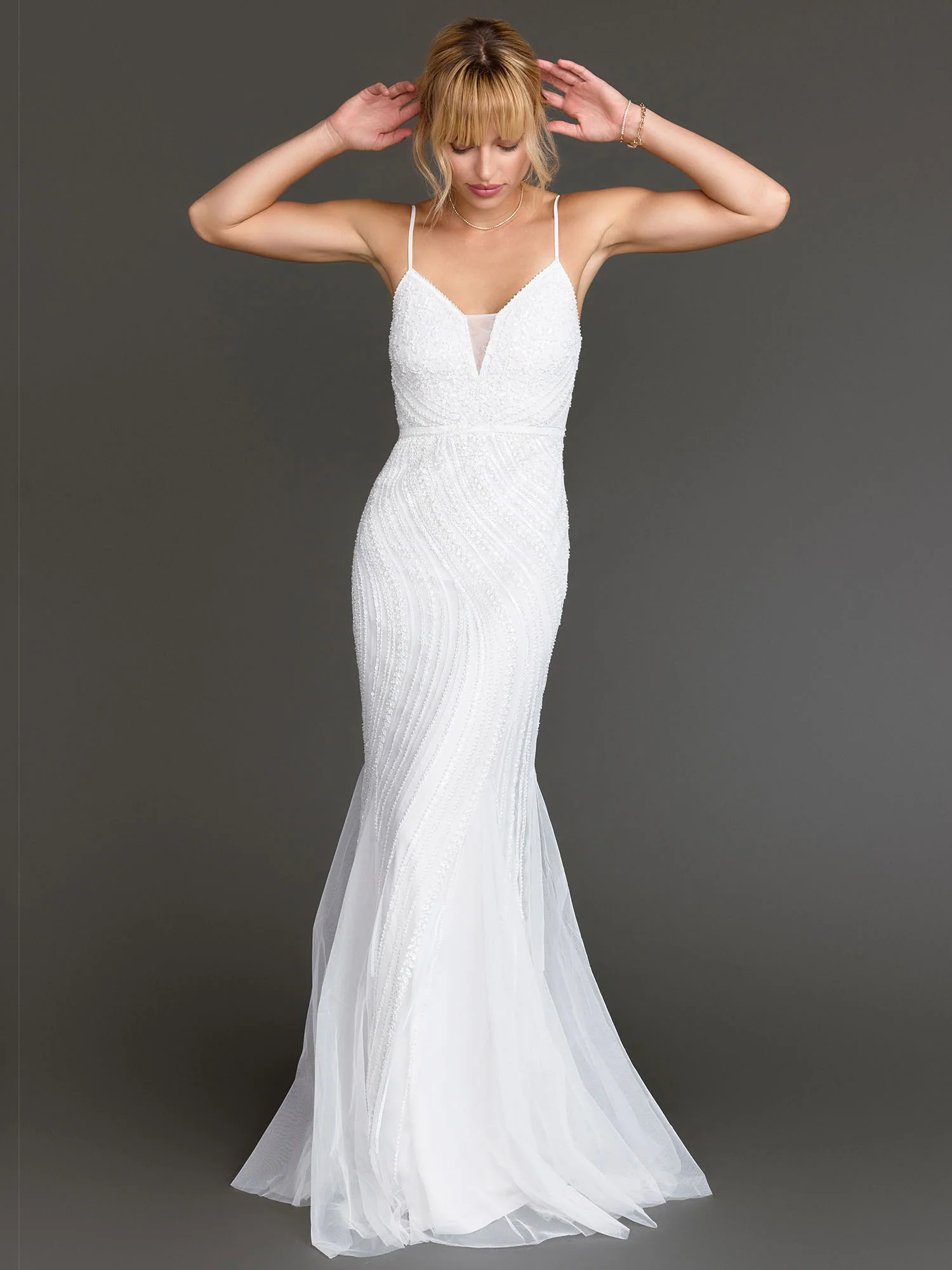 Sleeveless Sequin Tulle Evening Gown - Minuet - Image 2