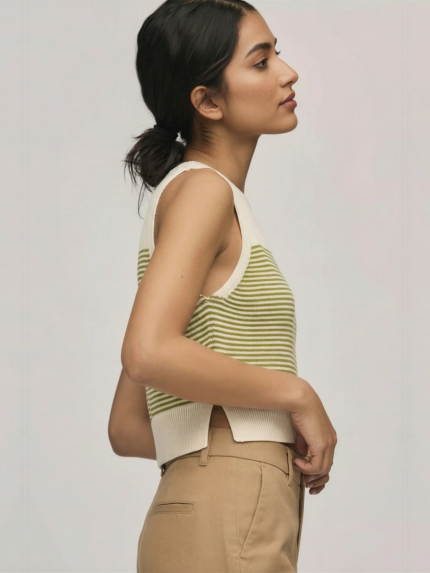 Sleeveless Stripe Knit Sweater Tank - Image 6