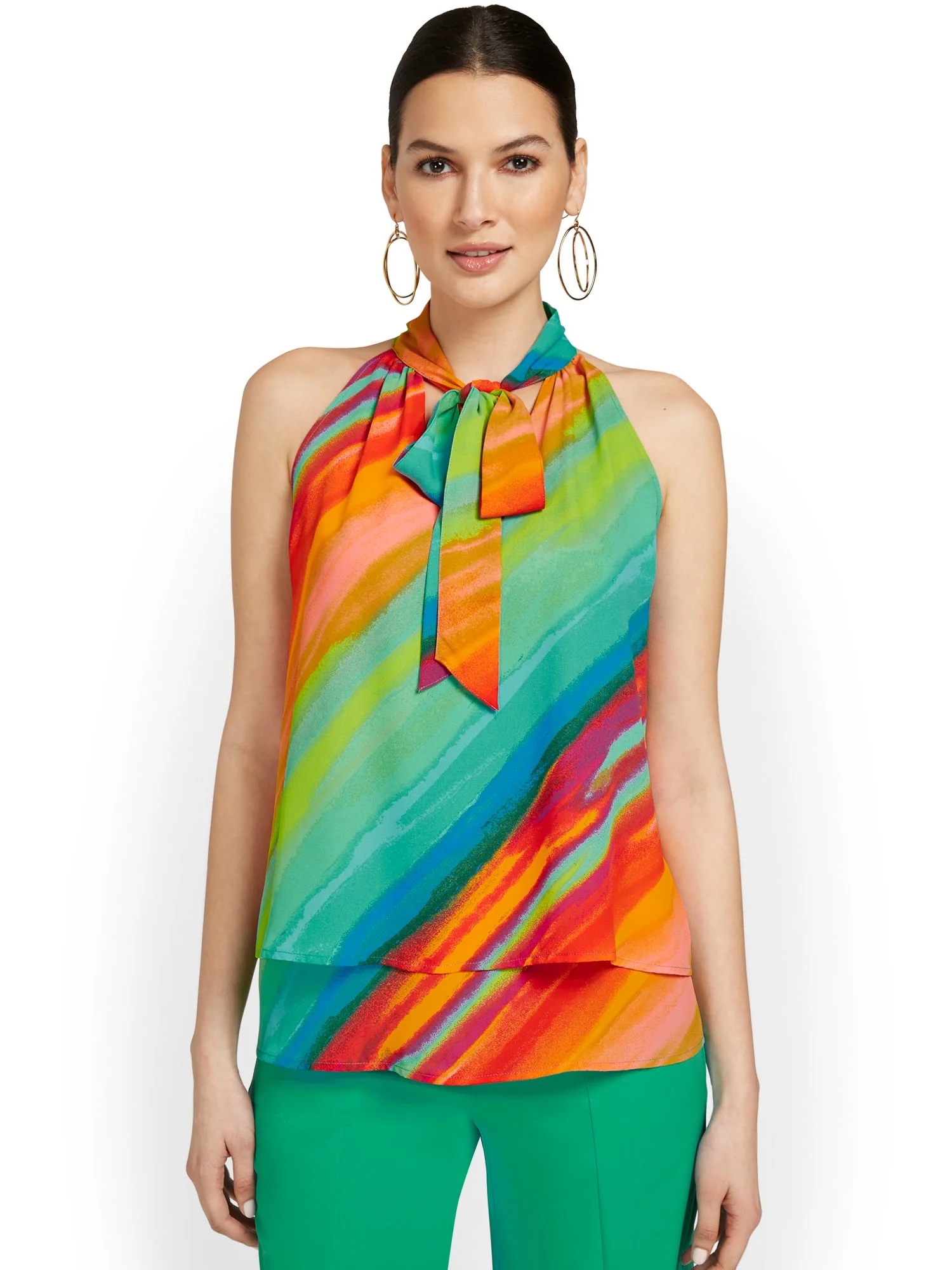 Sleeveless Tiered Halterneck Blouse - Image 2