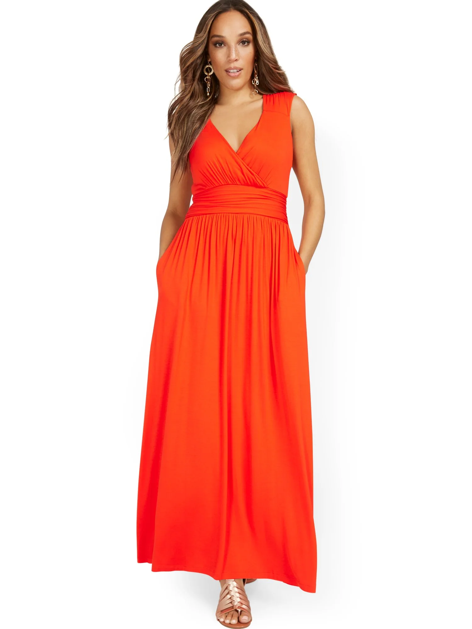 Sleeveless V-Neck Wrap-Front Maxi Dress - Image 5