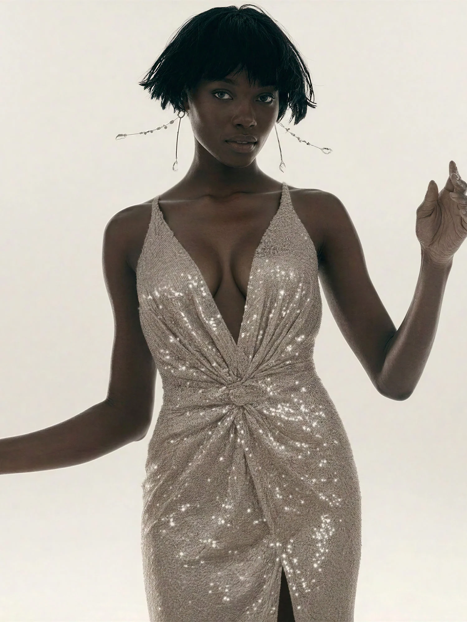 Sleeveless Twist Knot Sequin Midi Dress - Image 7