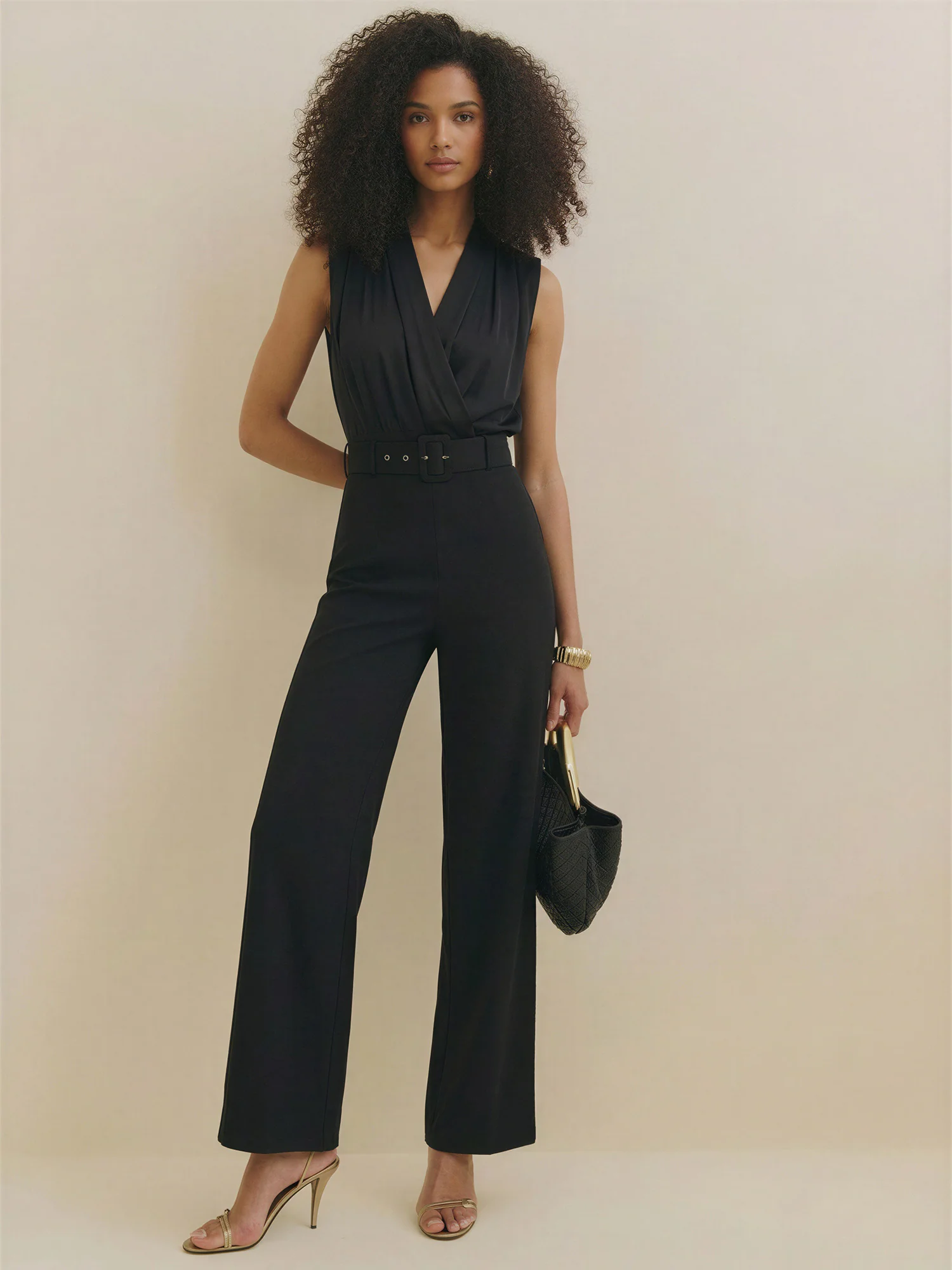 Sleevless V-Neck Knit Jumpsuit