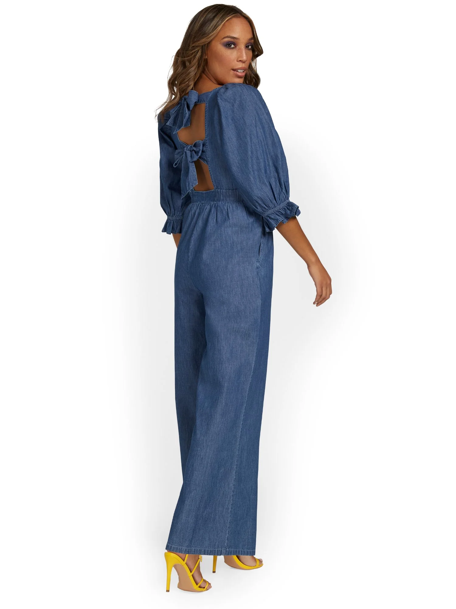 Smocked Chambray Jumpsuit - Image 2