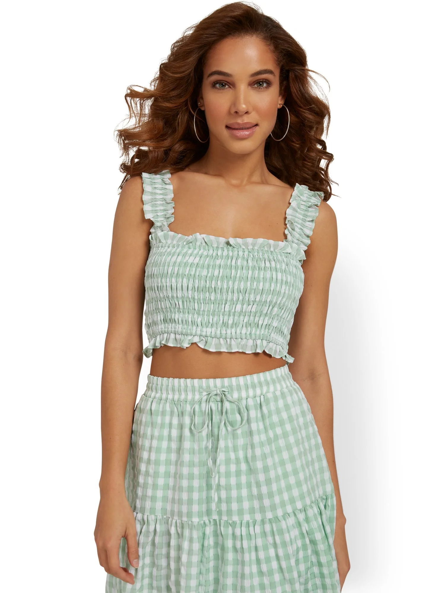 Lena Smocked Gingham Crop Top - Brands We Love - Image 5