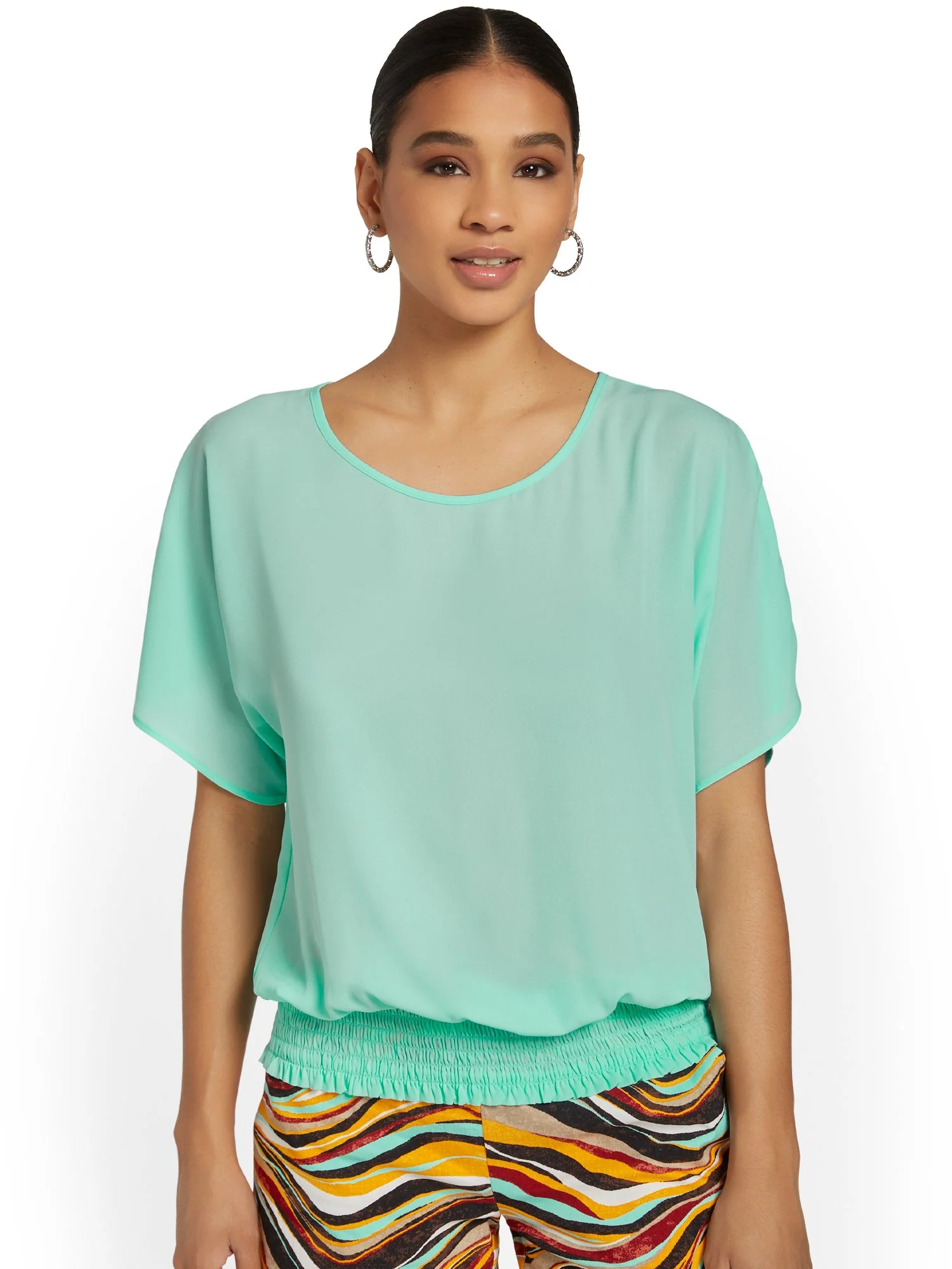 Smocked-Hem Dolman Blouse - Image 11