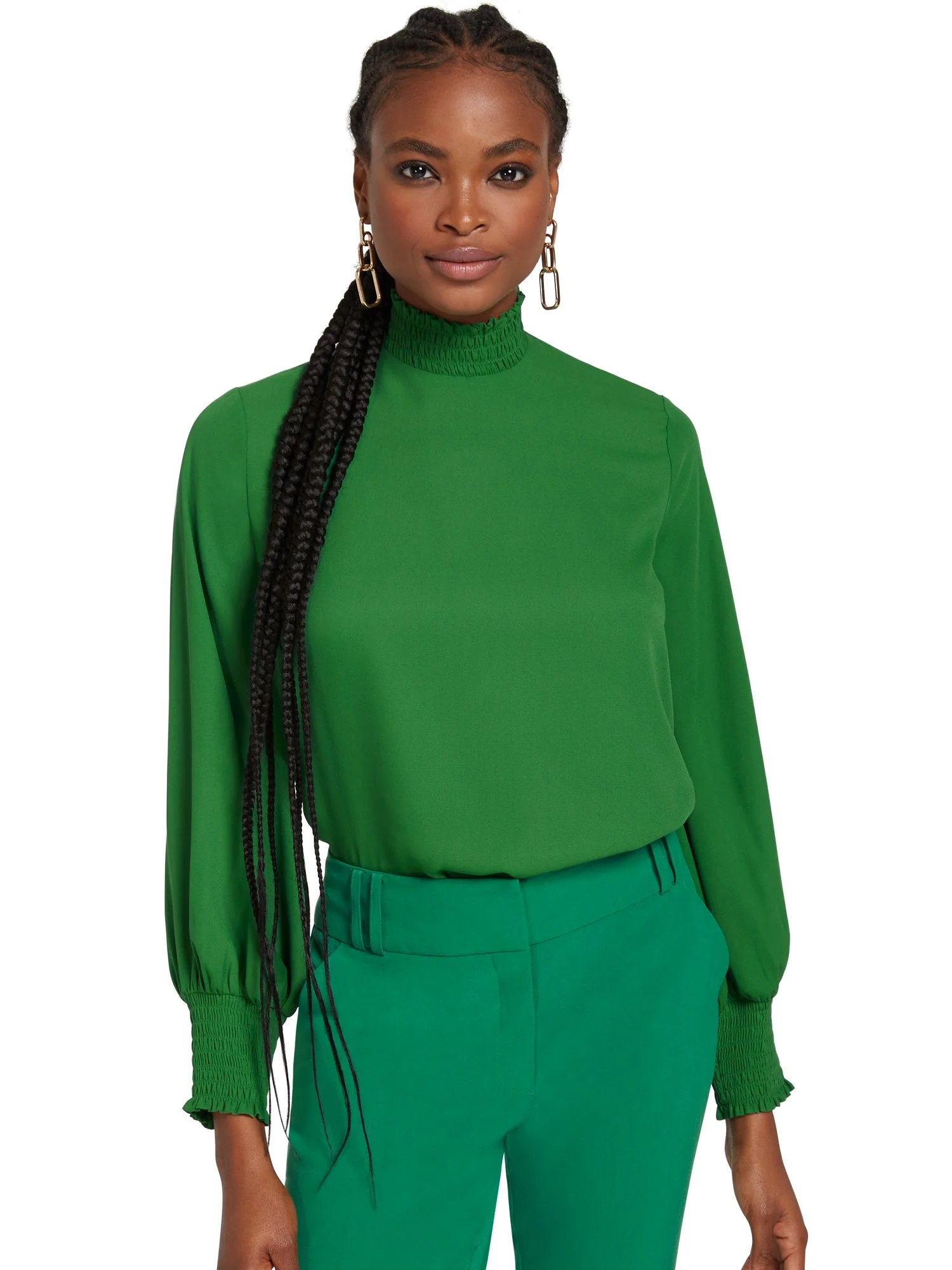 Smocked Mock-Neck Blouse - Image 9