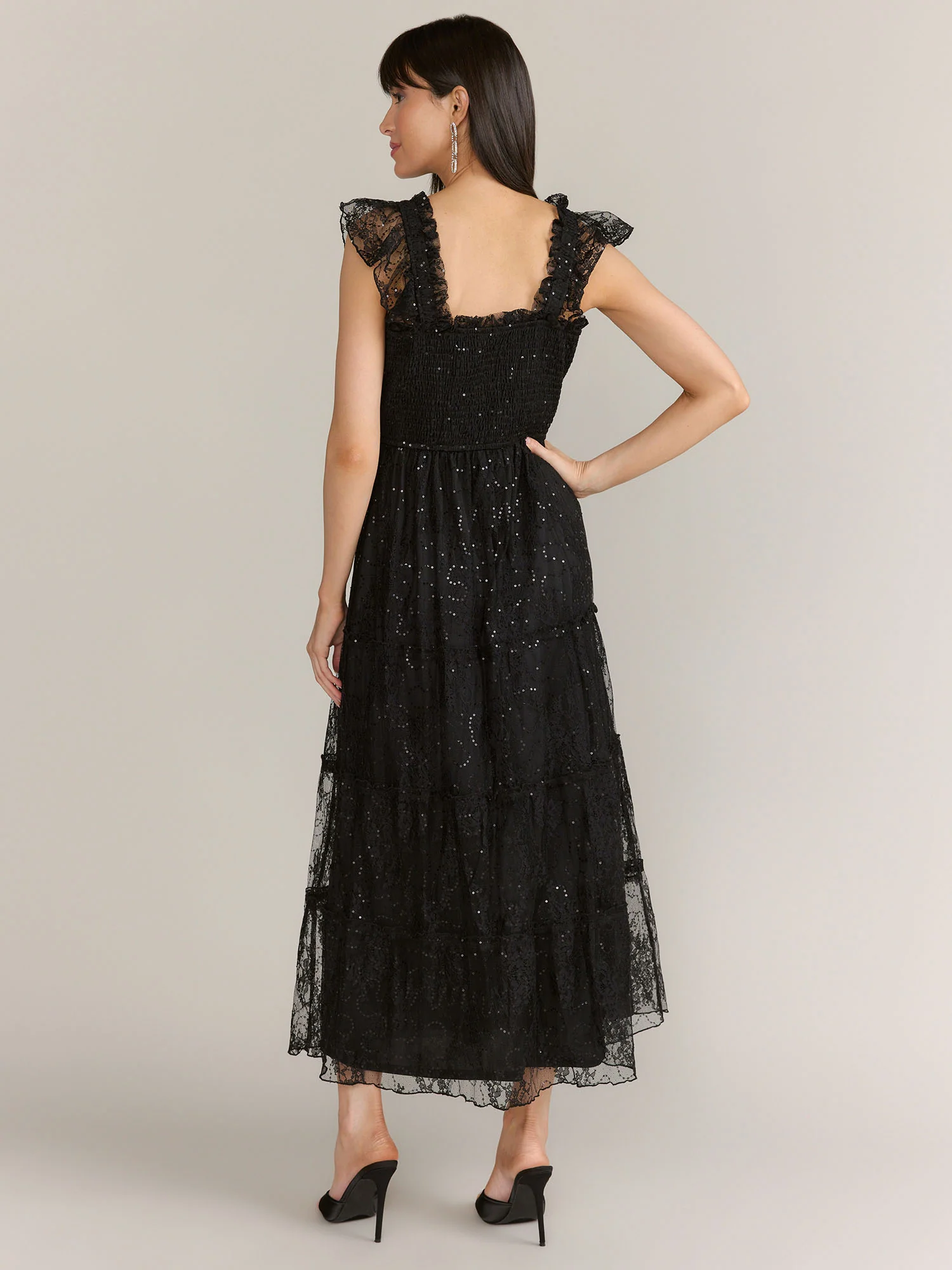 Lena Smocked Sequin Lace Dress - Brands We Love - Image 3