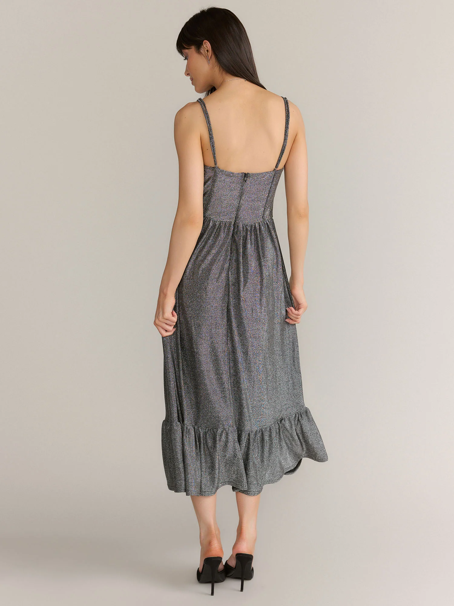 Lena Lurex Knit Pleated Corset Midi Dress - Brands We Love - Image 3