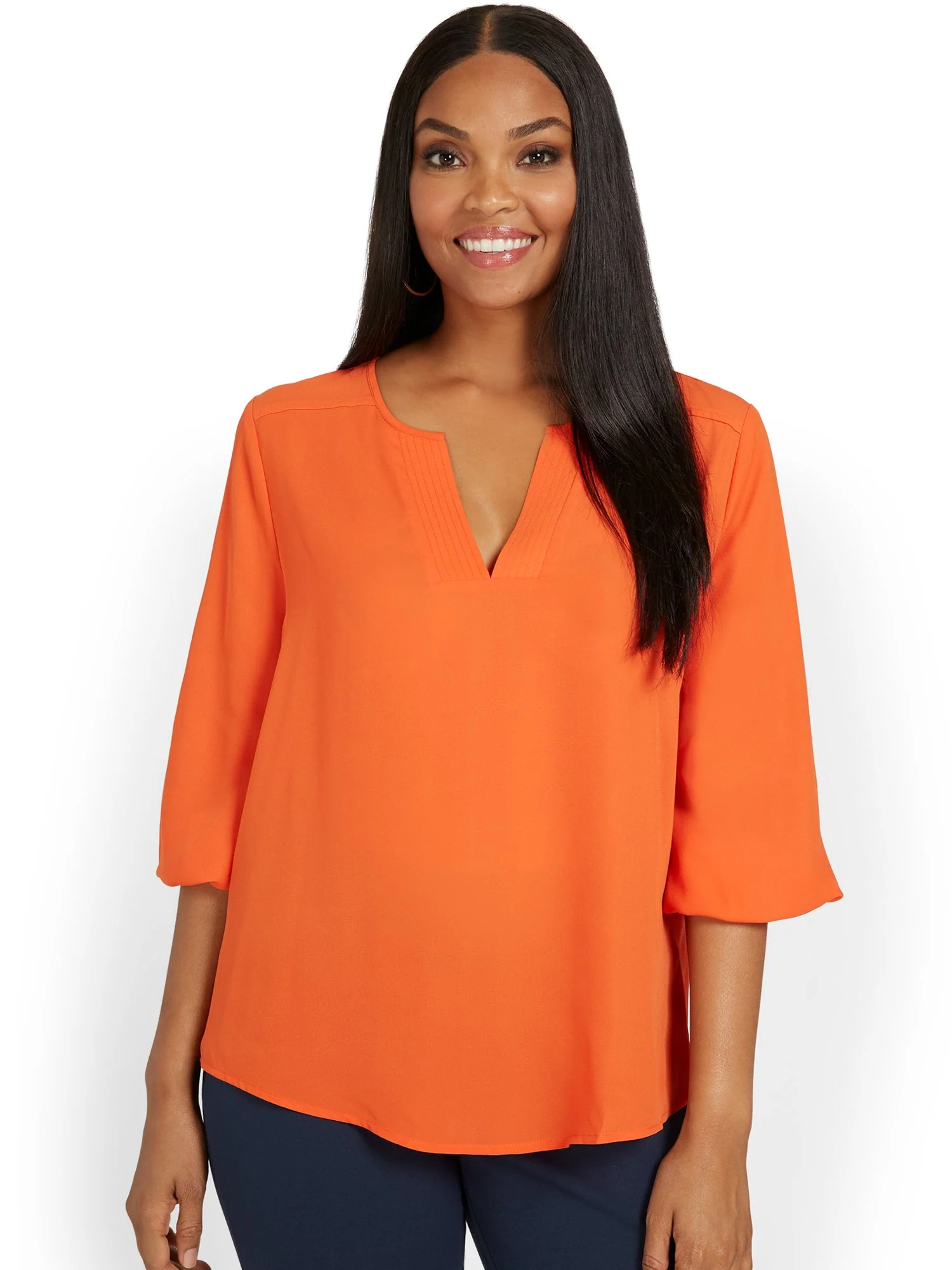 Split-Neck 3/4-Sleeve Blouse - Image 15