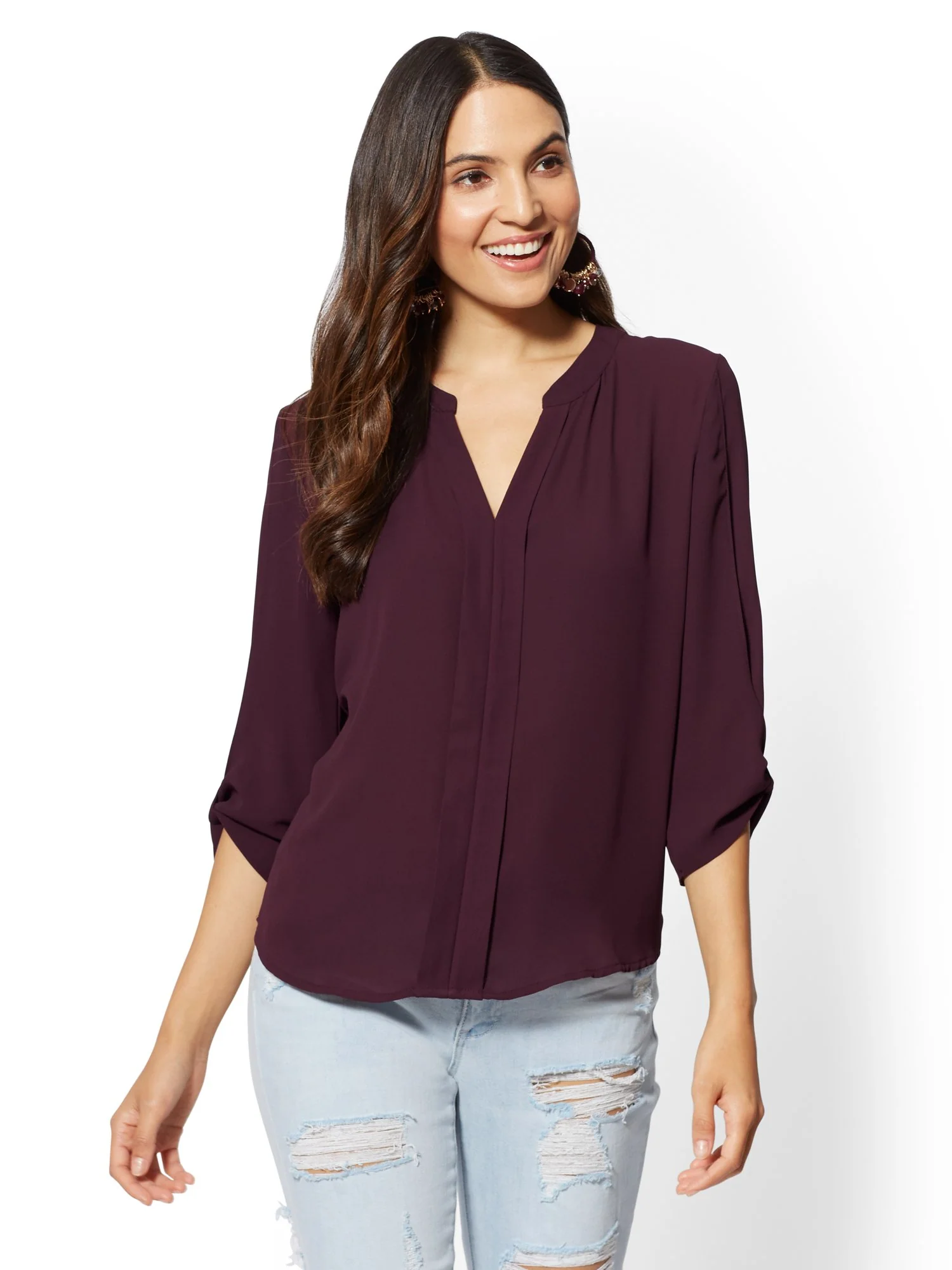 Split-Neck Blouse - Soho Soft Shirt