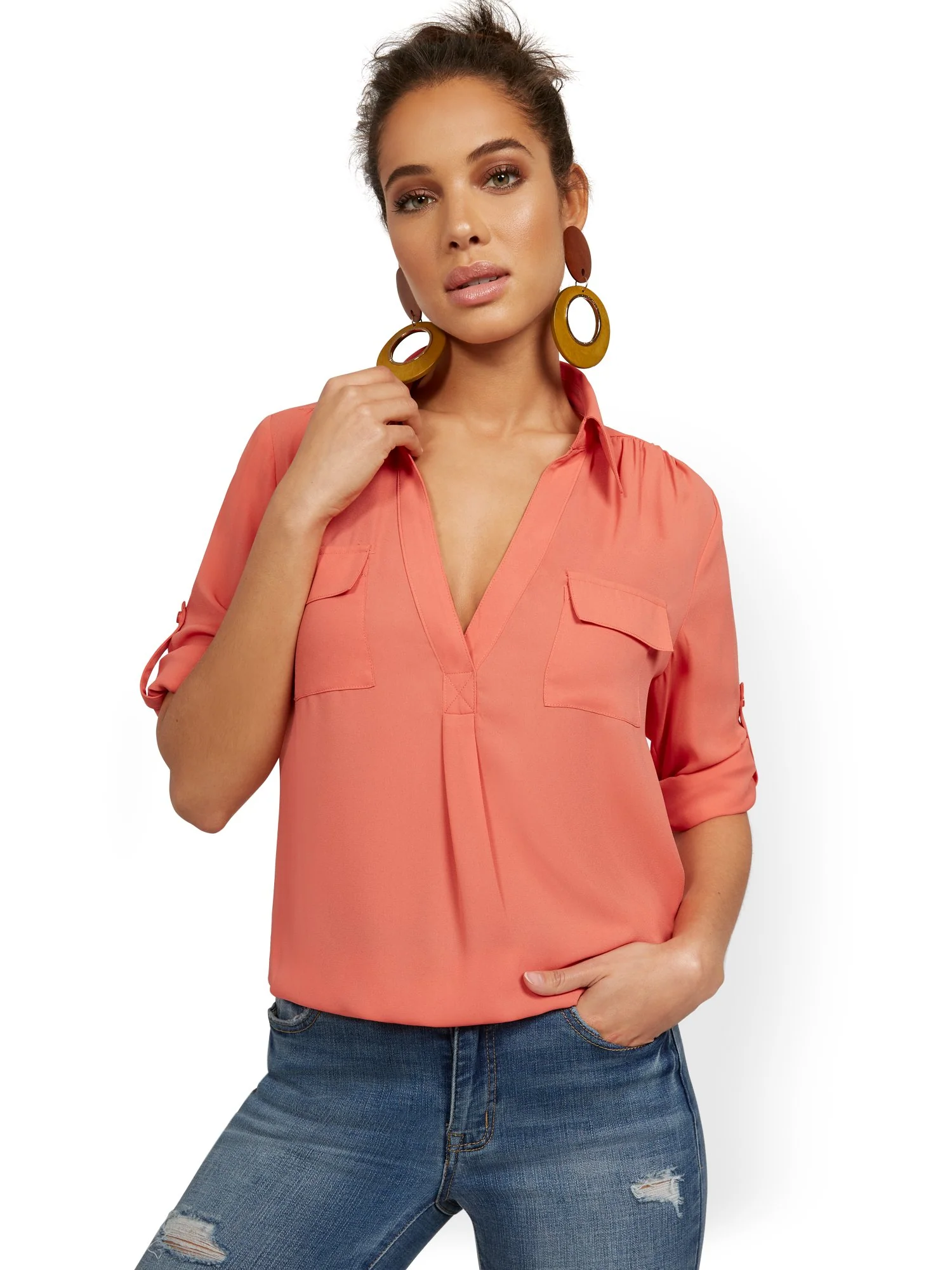Split-Neck Double Pocket Top - Image 9