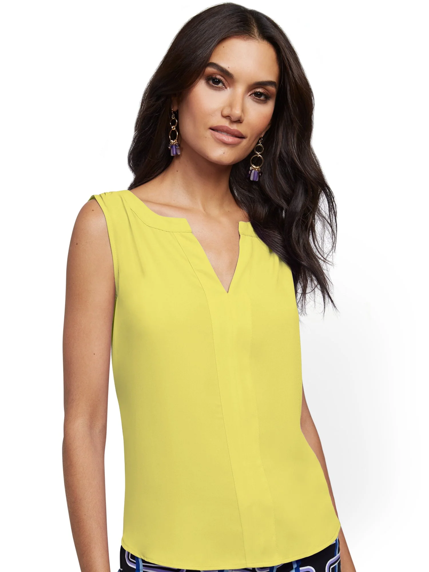 Split-Neck Sleeveless Top - Image 22