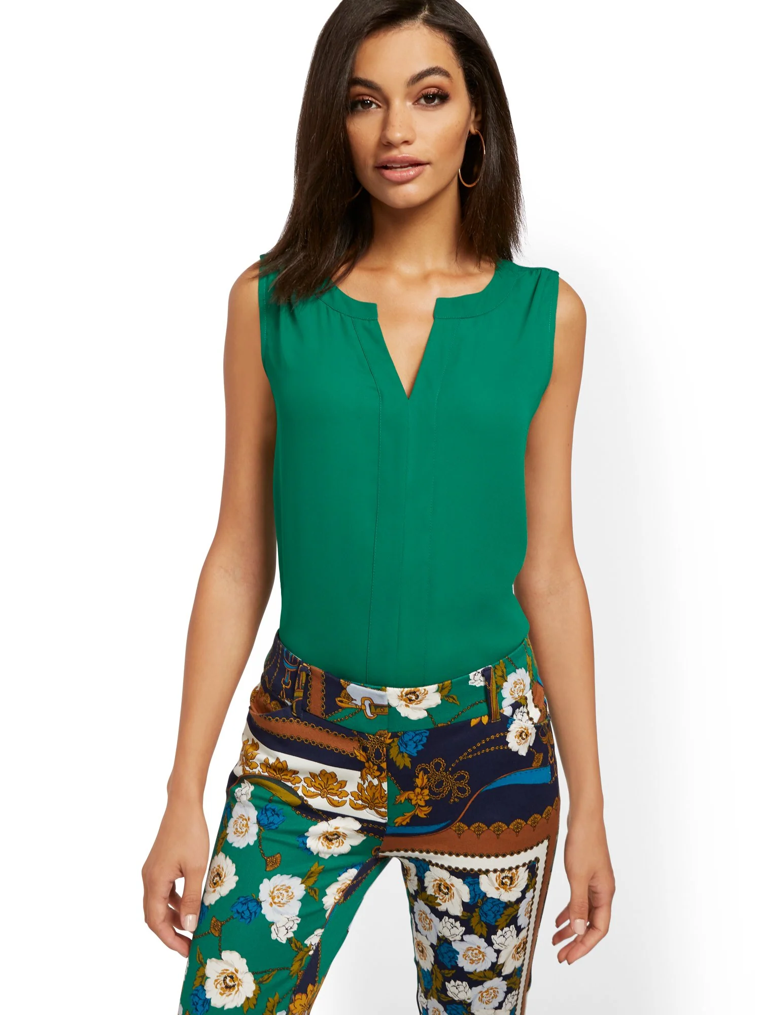 Split-Neck Sleeveless Top - Image 24