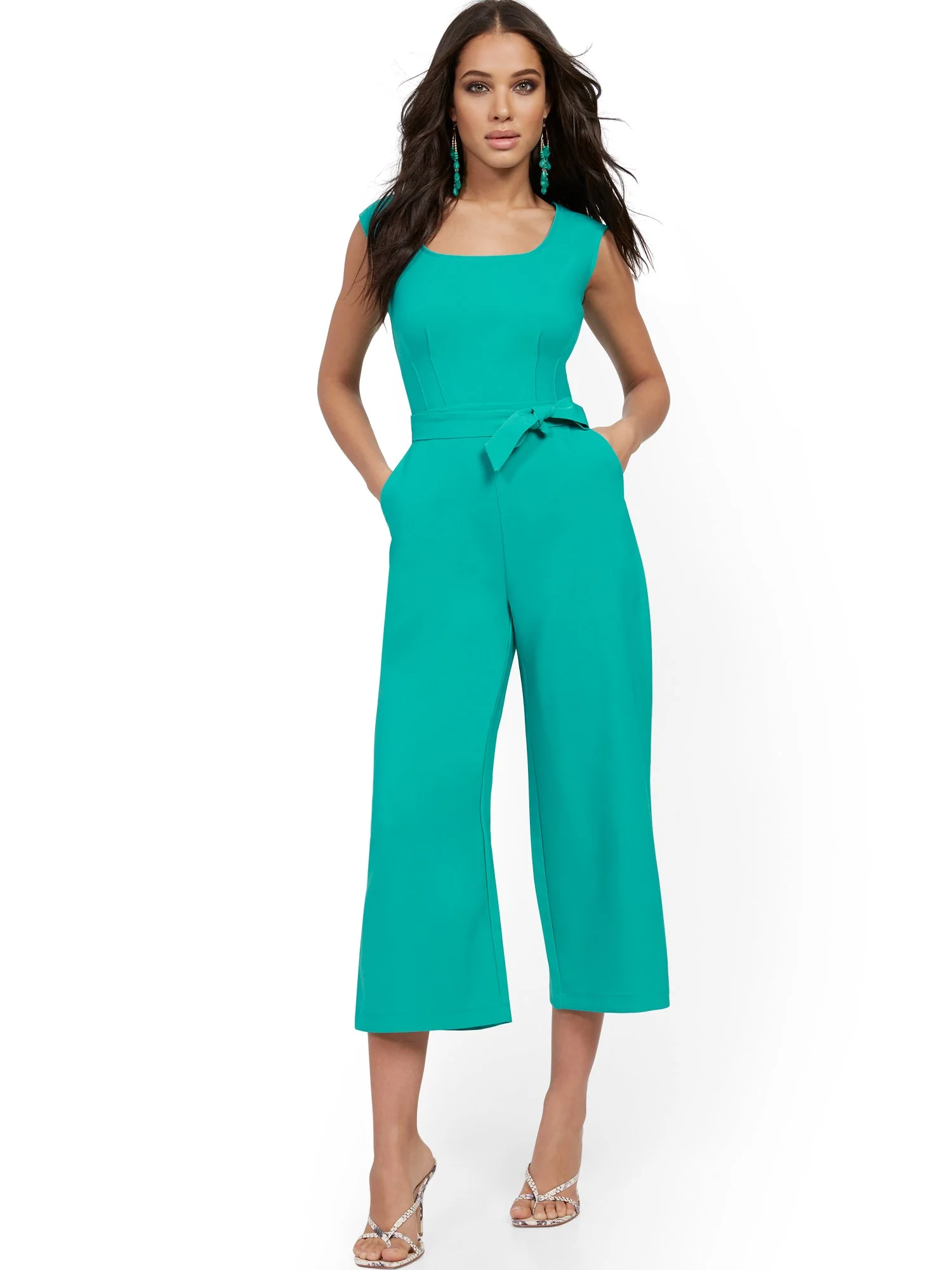 Square-Neck Belted Jumpsuit - Image 6