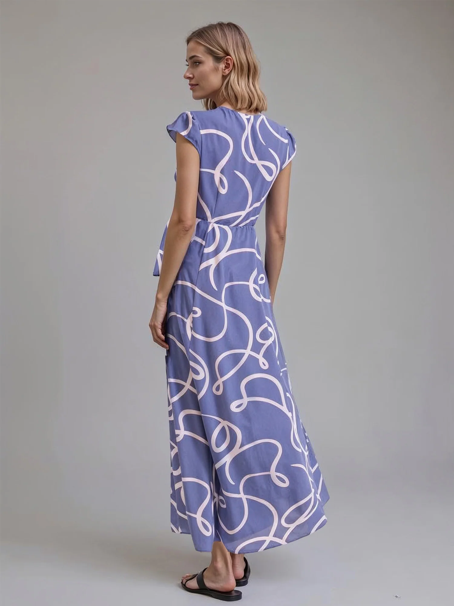 Abstract Wrap Maxi Dress - Image 12