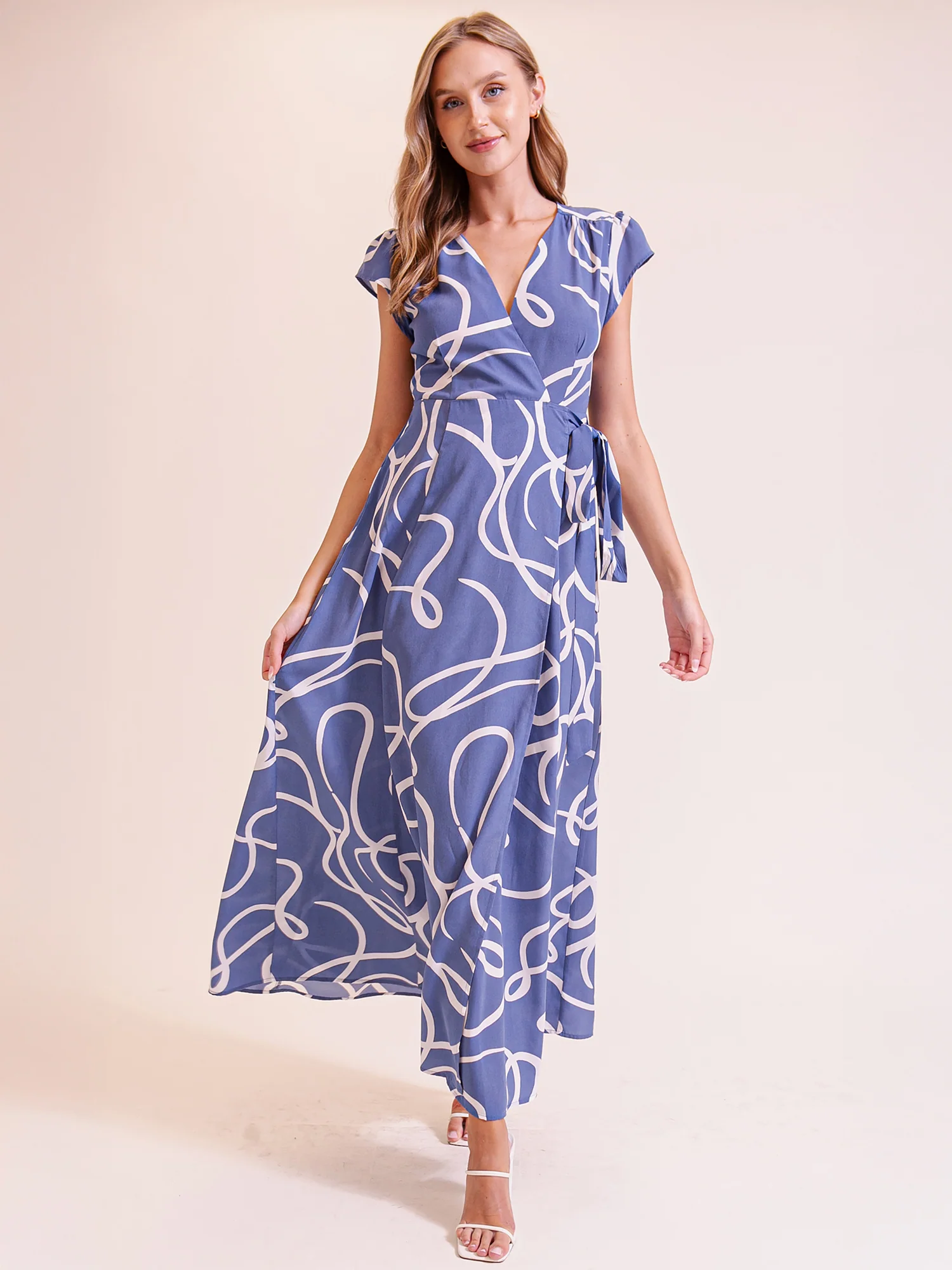 Abstract Wrap Maxi Dress - Image 13