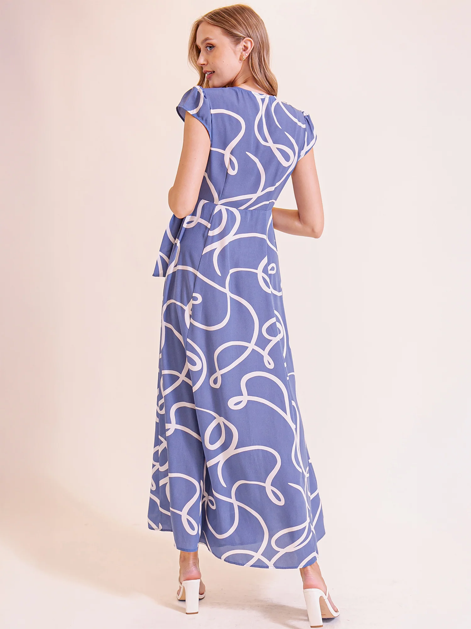 Abstract Wrap Maxi Dress - Image 15