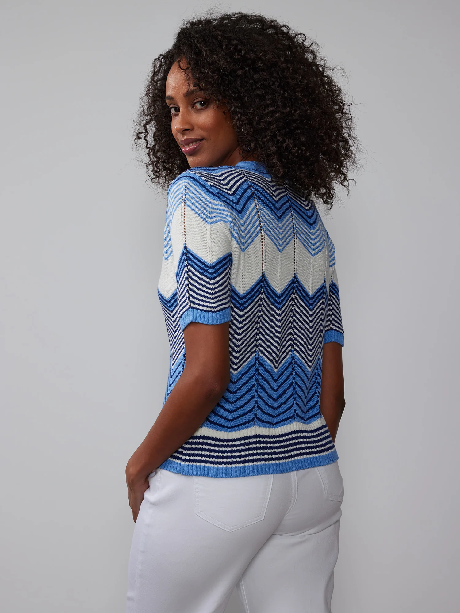 Chevron Front Button Cardigan - Image 3